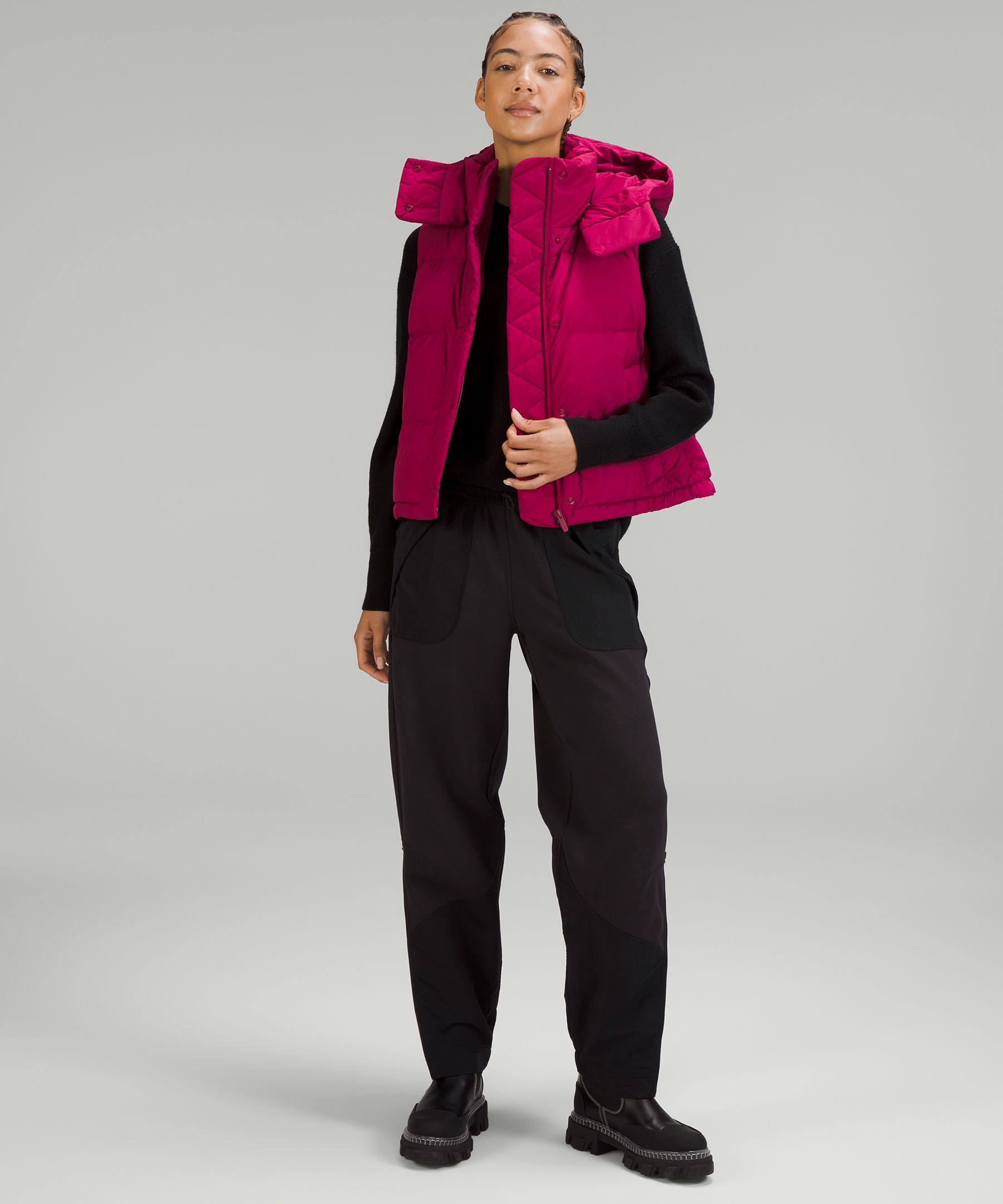 Lululemon Wunder Puff 600-down-fill Cropped Vest In Red