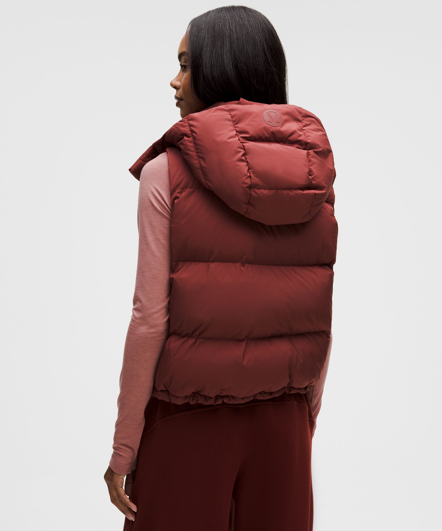 Lululemon Wunder Puff 600-down-fill Cropped Vest In Burgundy