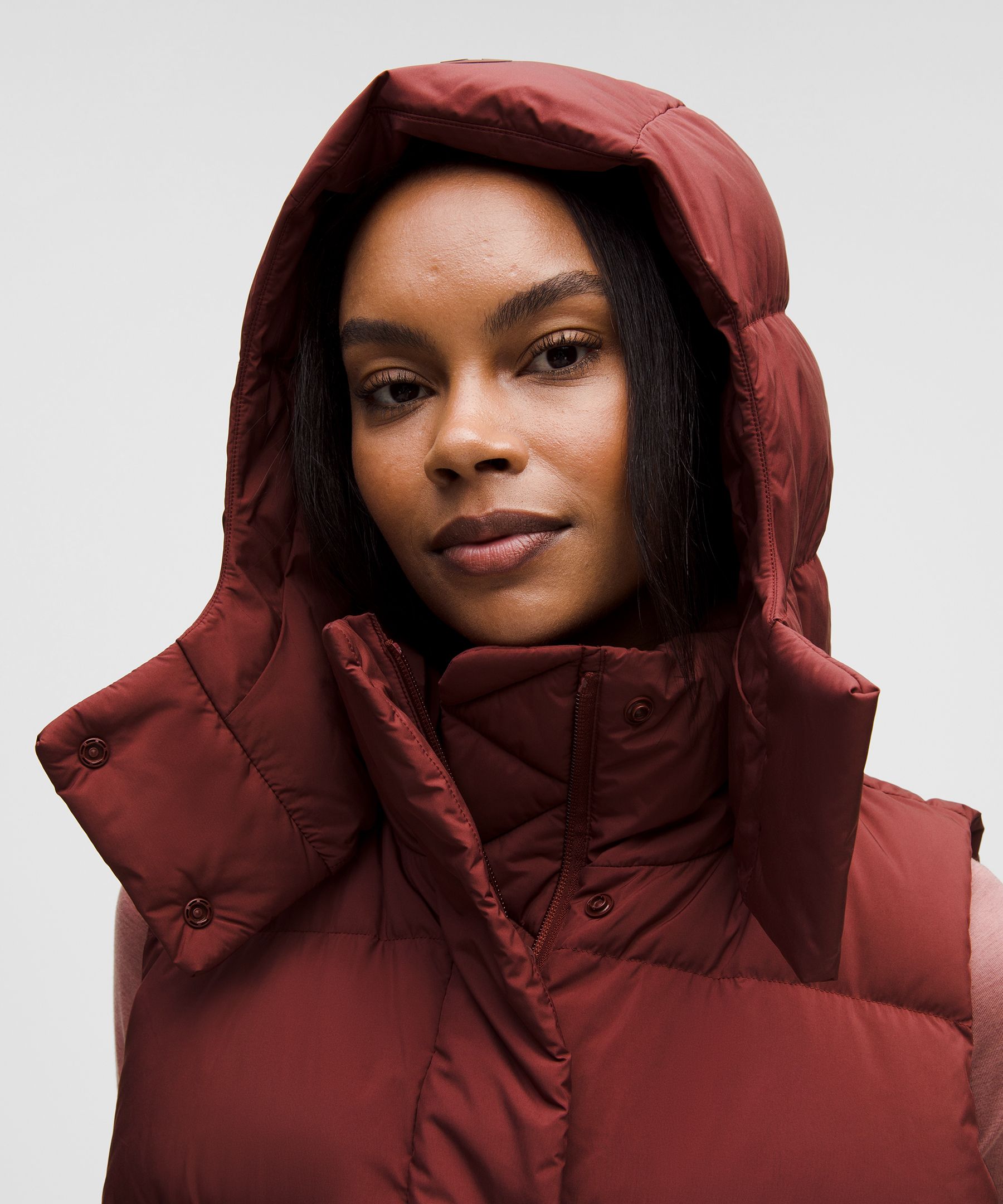 Lululemon Wunder Puff 600-down-fill Cropped Vest In Burgundy