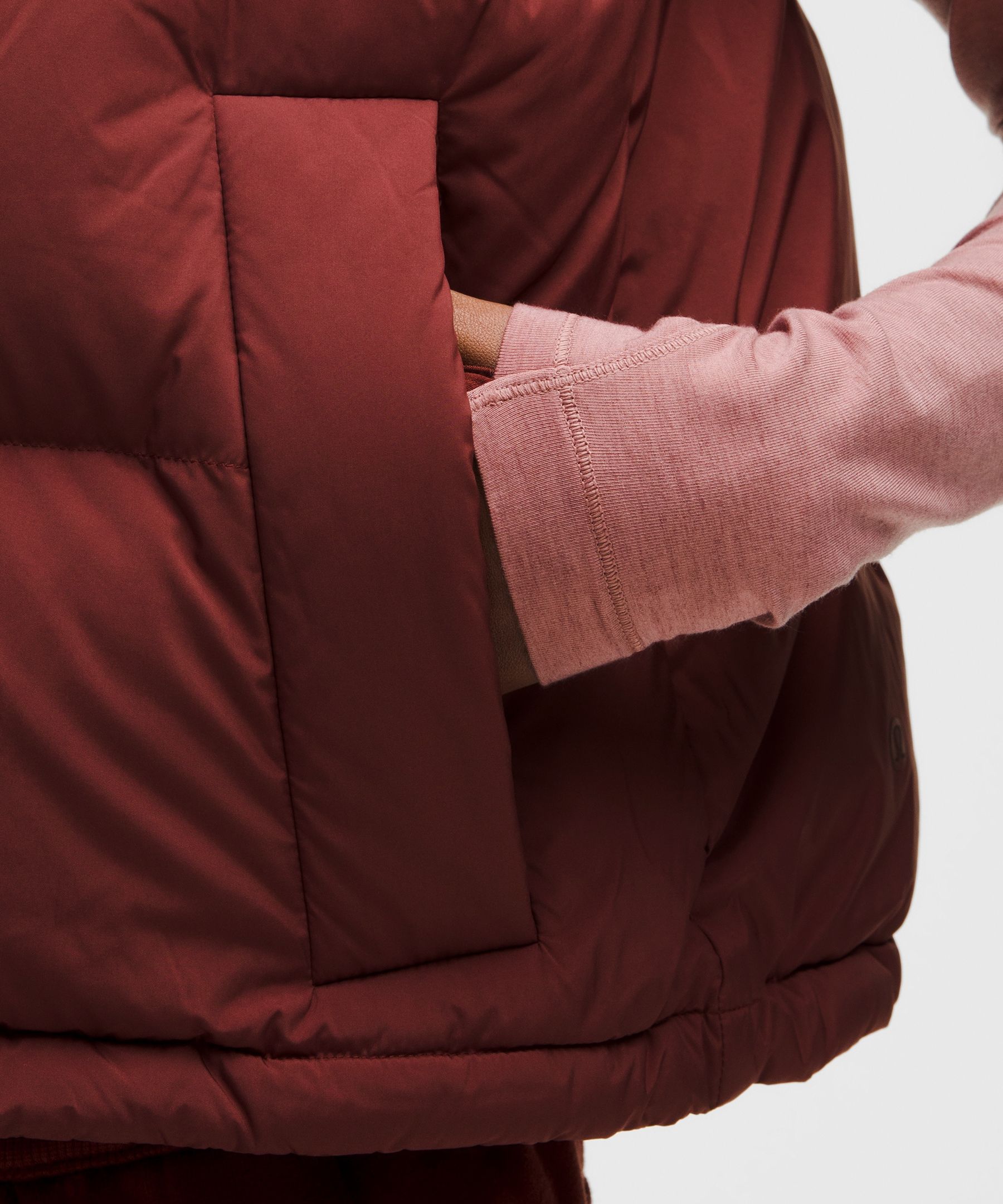 Lululemon Wunder Puff 600-down-fill Cropped Vest In Burgundy