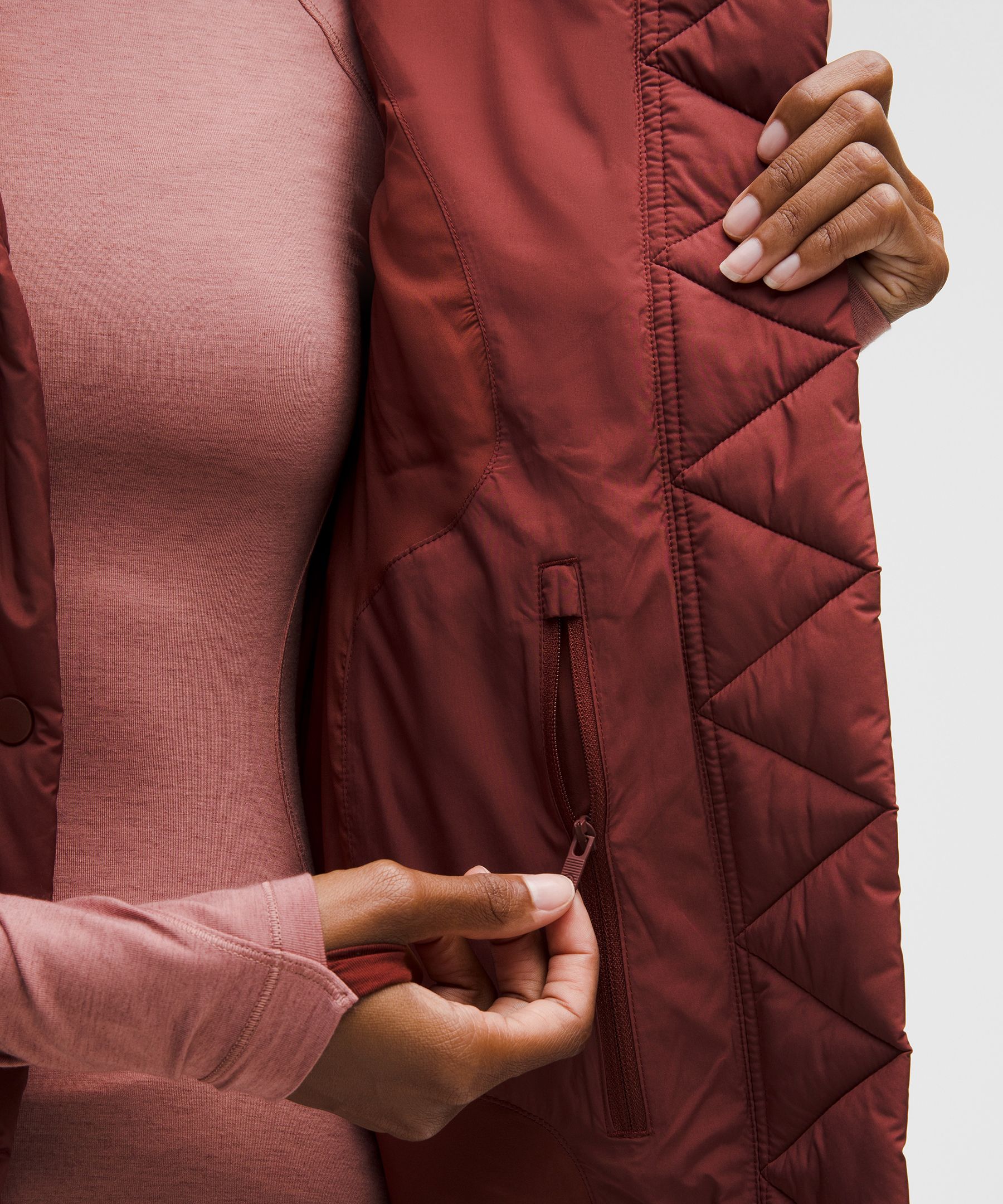 Lululemon Wunder Puff 600-down-fill Cropped Vest In Burgundy