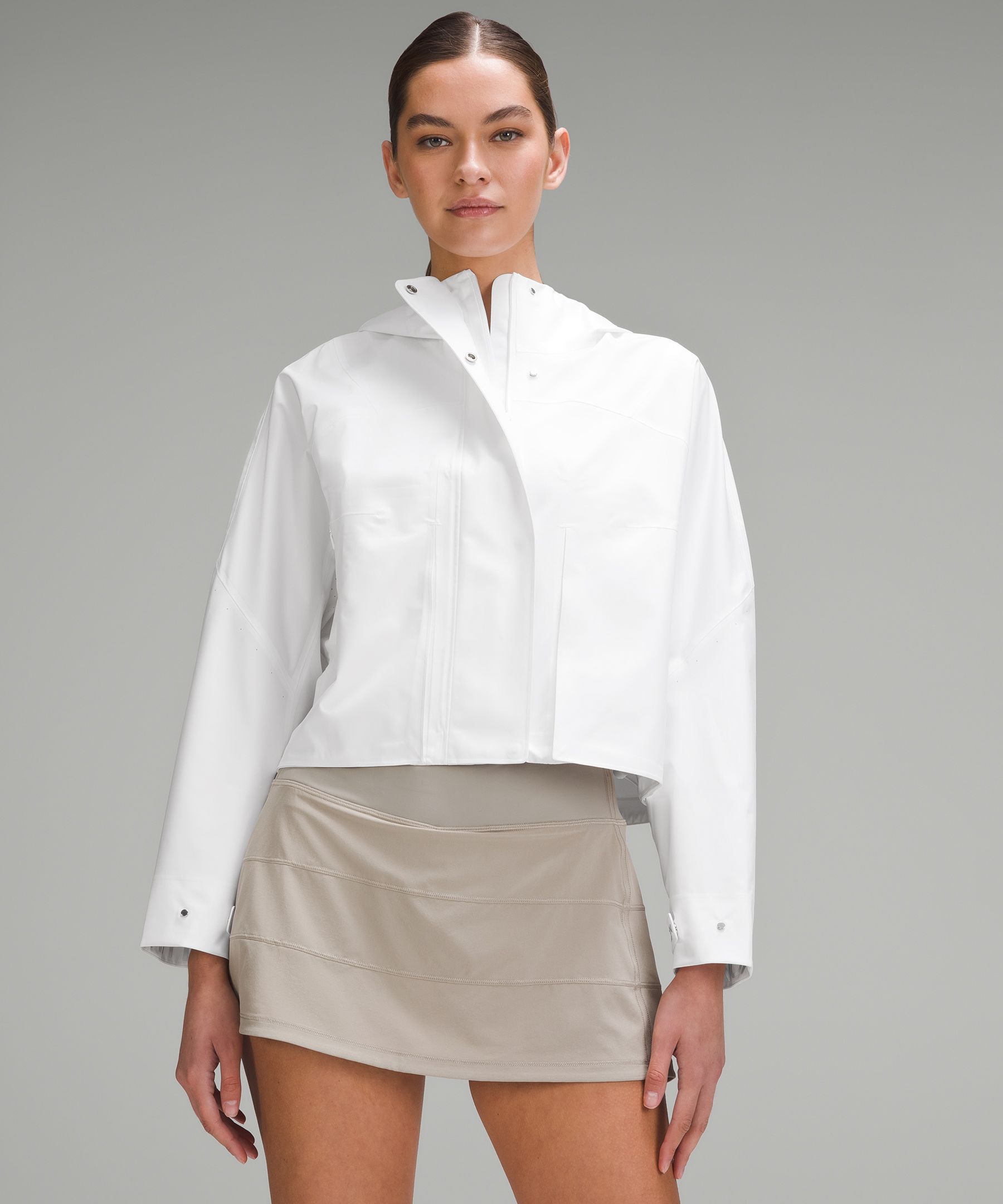 Lululemon white store rain jacket