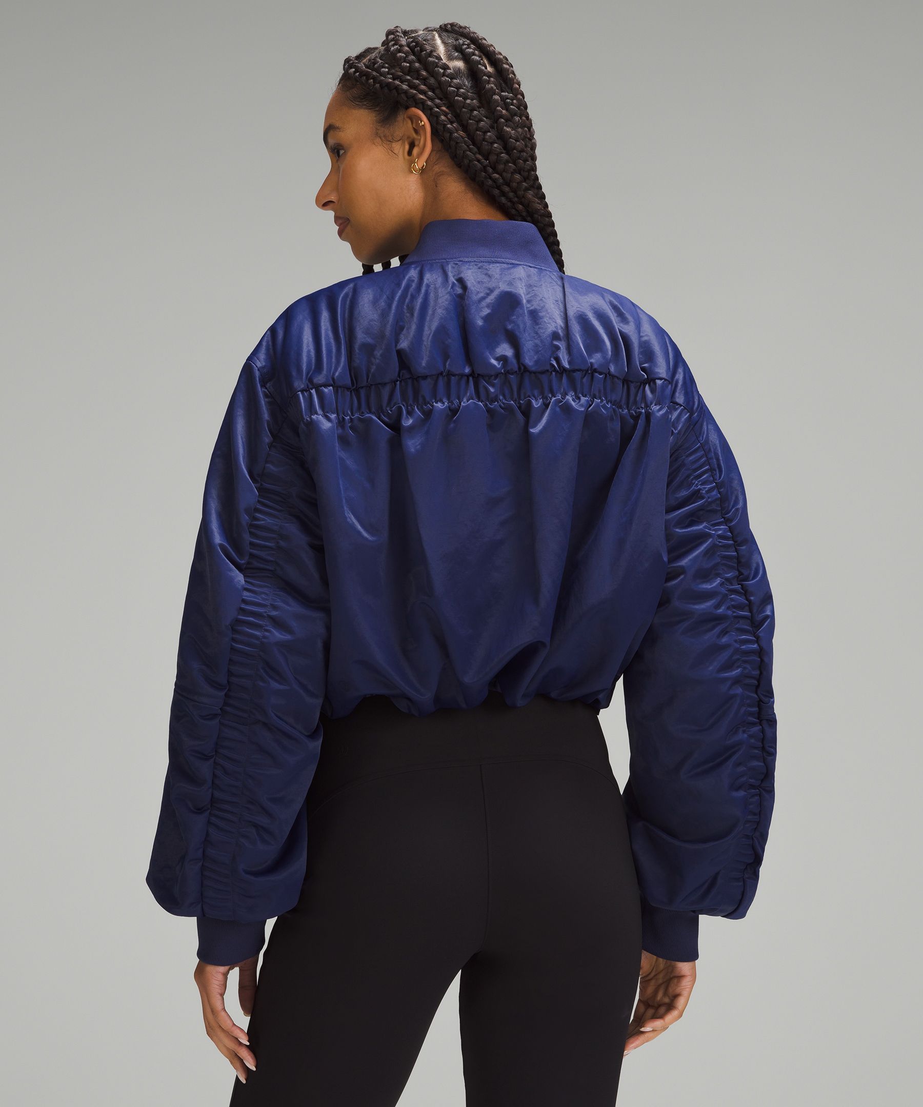 LULULEMON outward bound jacket size 4 Ruched Puffer Rare wish blue Zip Perf