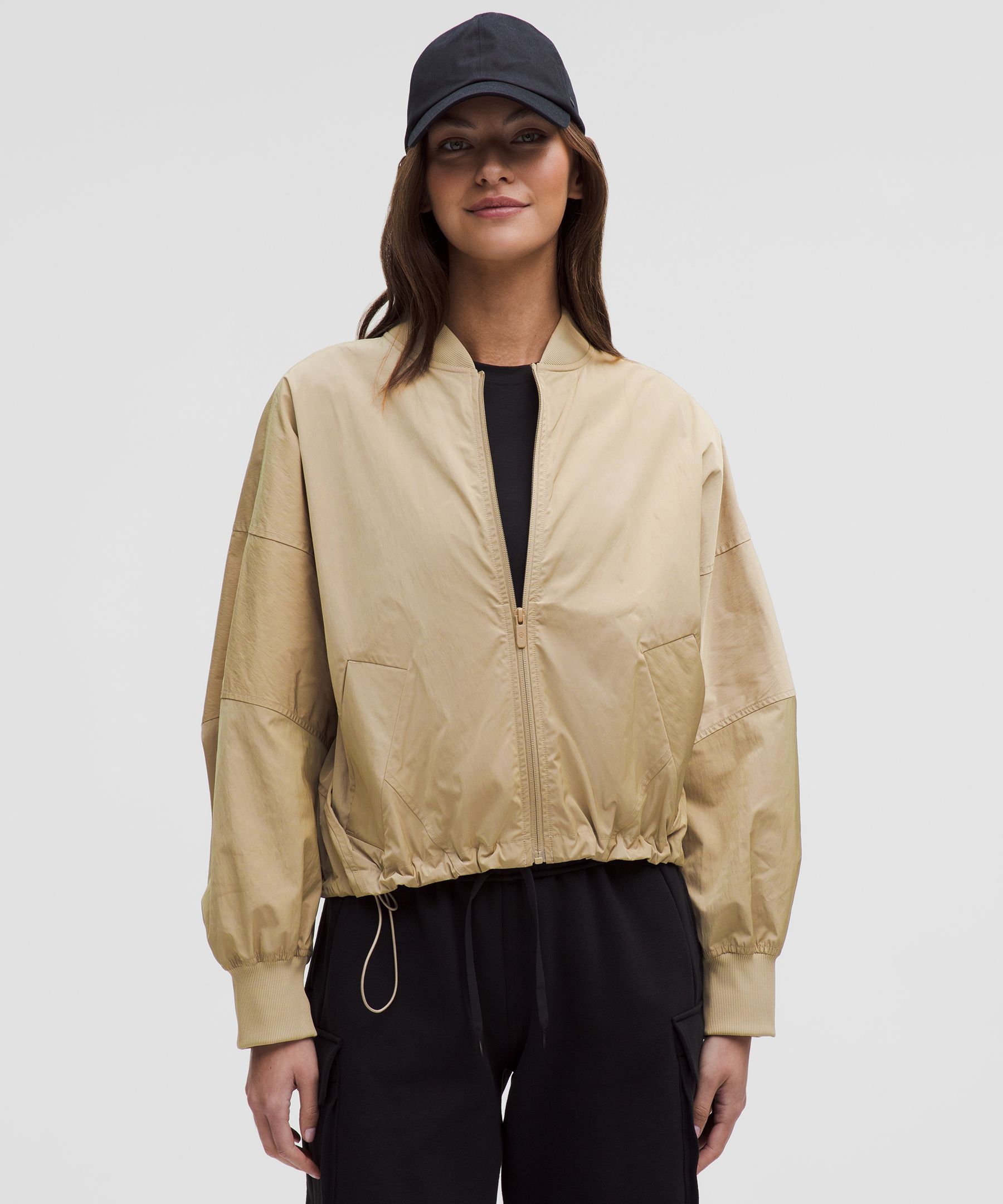 Lightweight Hem-Cinch Bomber Jacket
