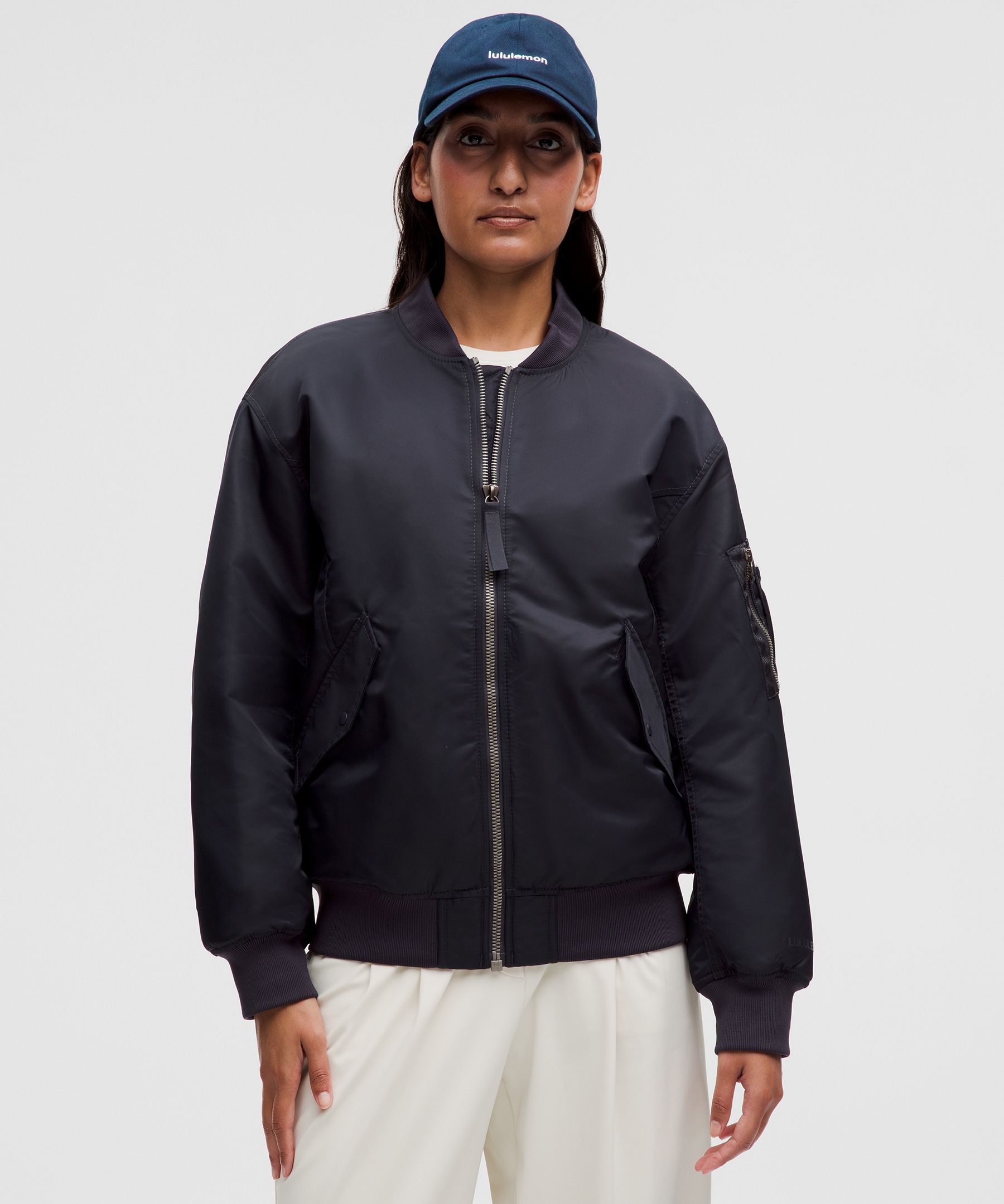 Oversized Insulated Flight Jacket - Black,Neutral