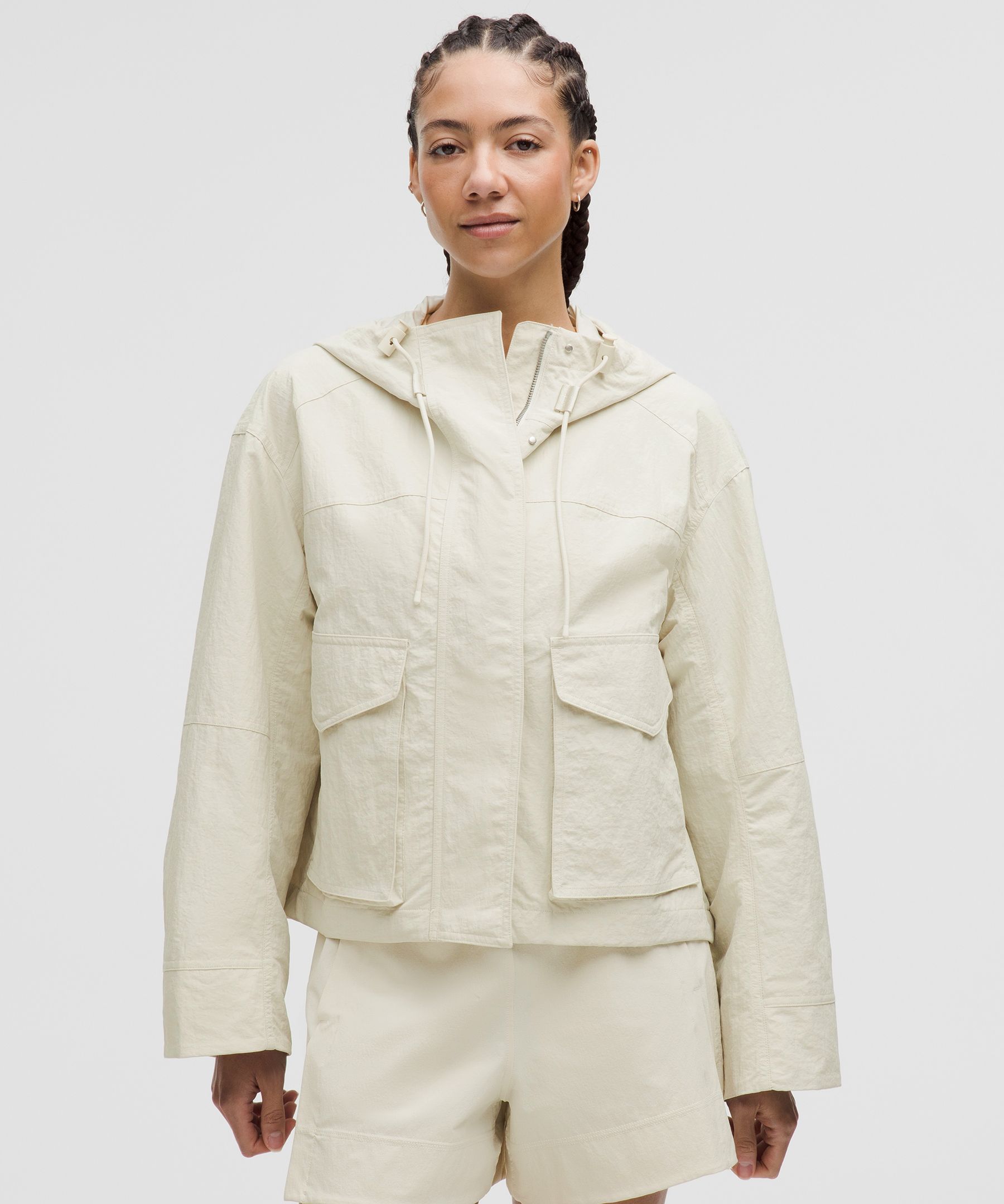 Hooded Utility Jacket - White,Neutral