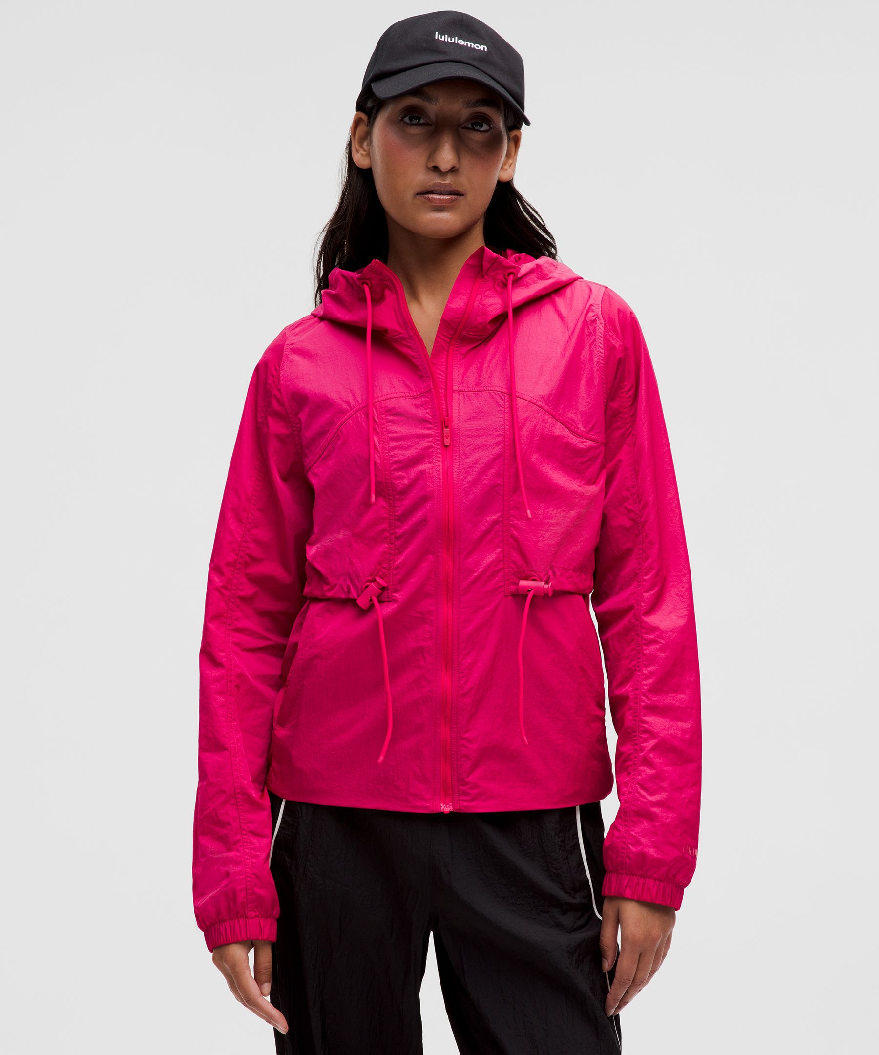 Drawstring Water-Resistant Hooded Jacket - Pink