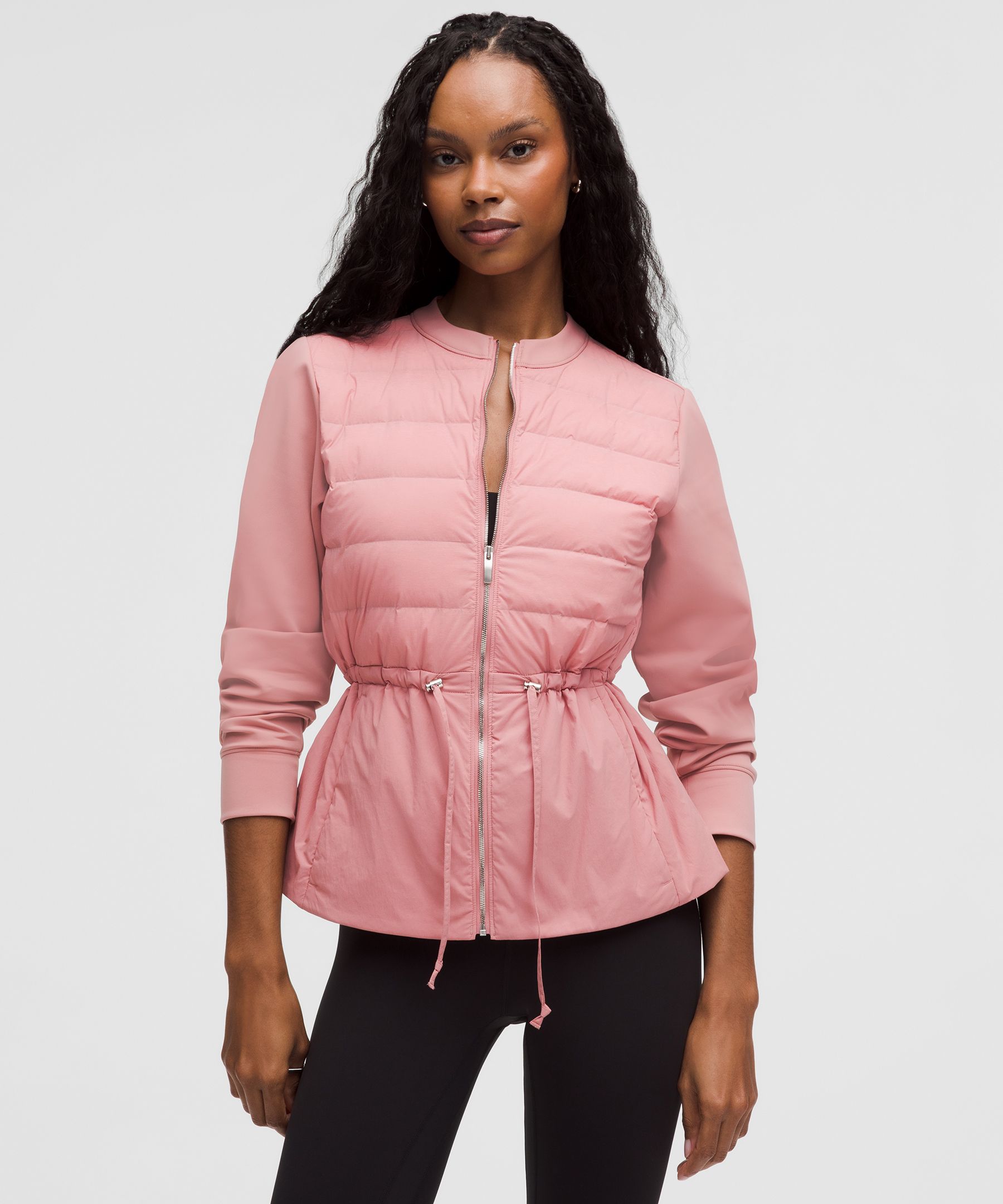 Down-Filled Cinch-Waist Jacket - Pink