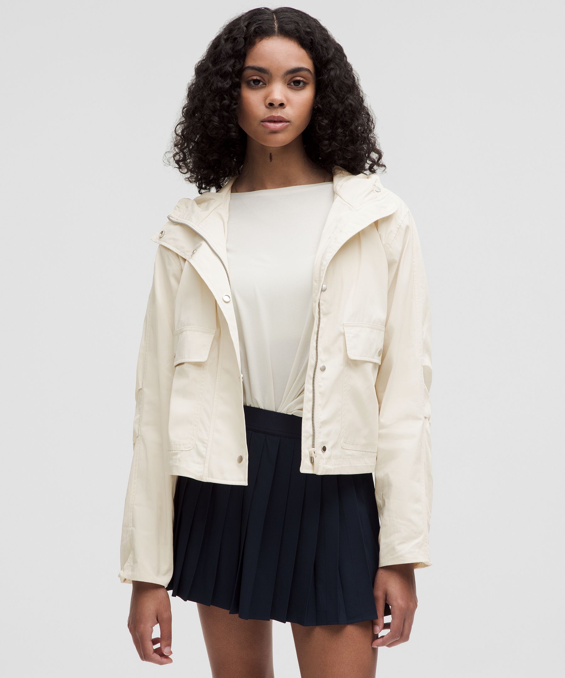 Cropped Utility Windbreaker - White