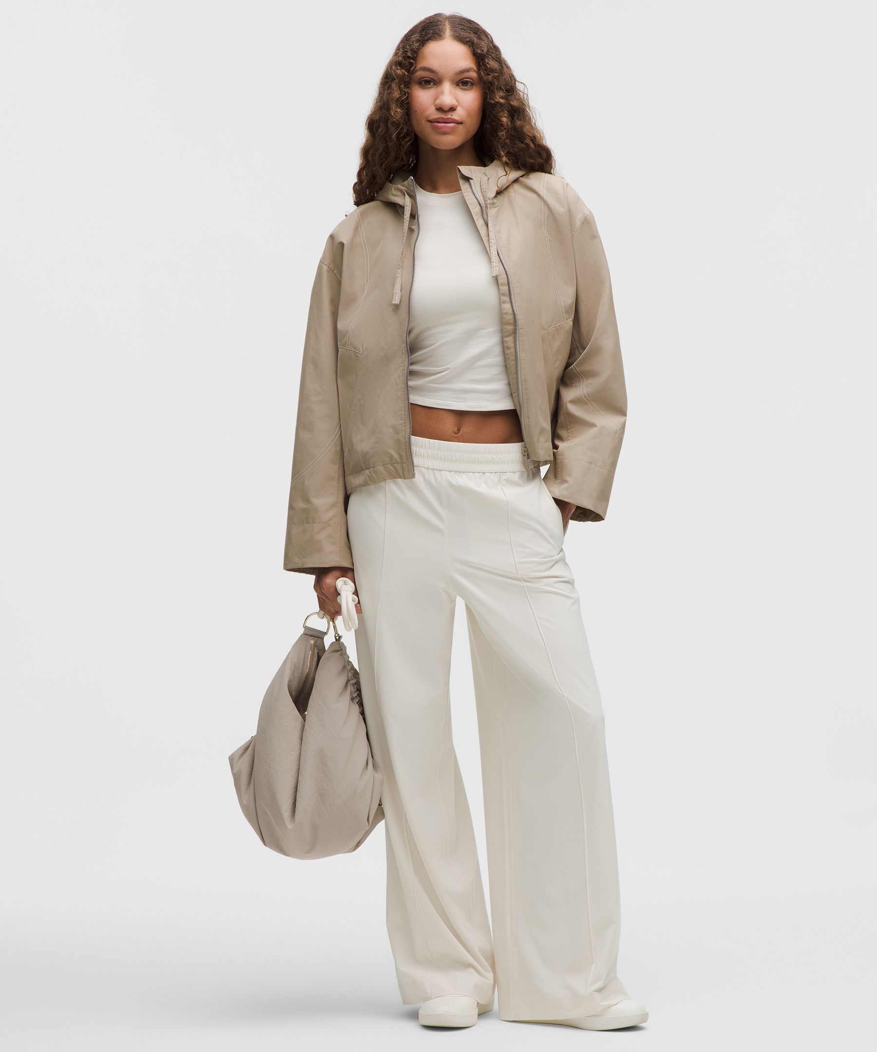 Water-Resistant Cropped Hooded Jacket