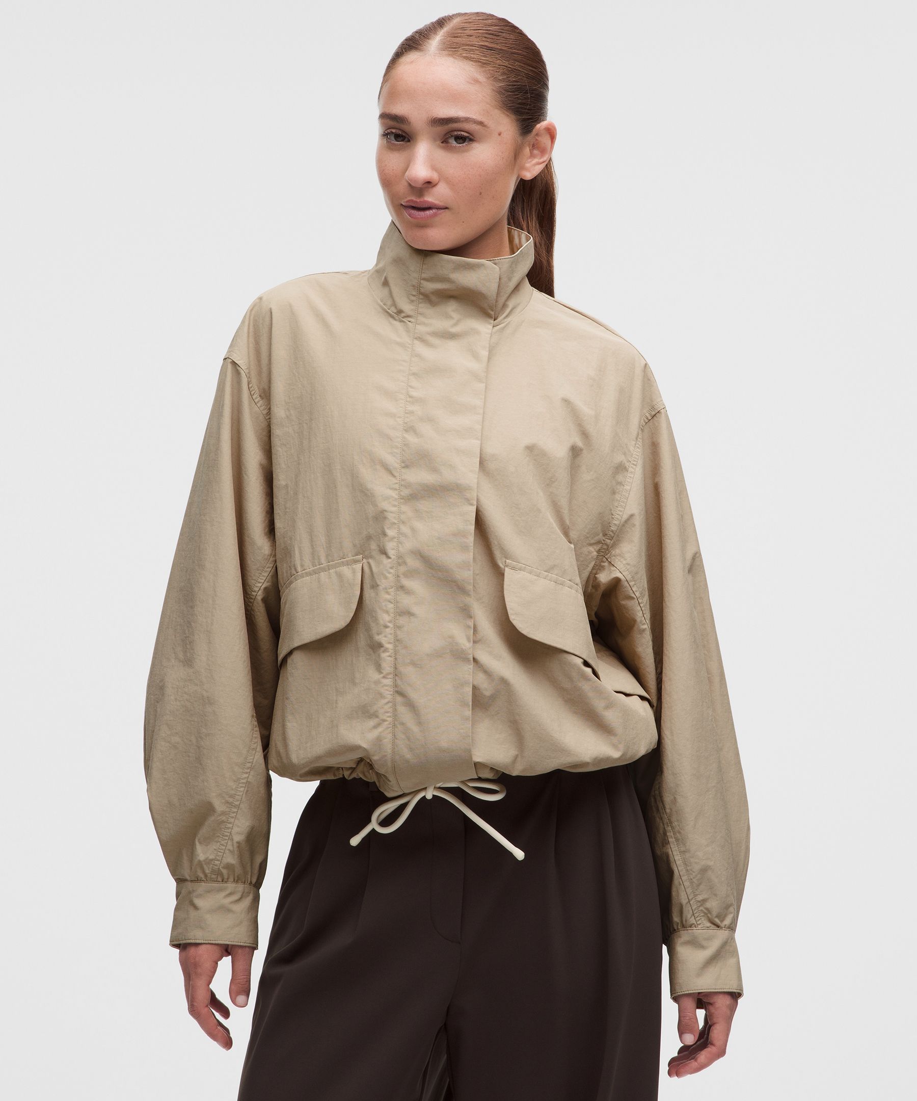 Oversized Cinch-Hem Reversible Jacket