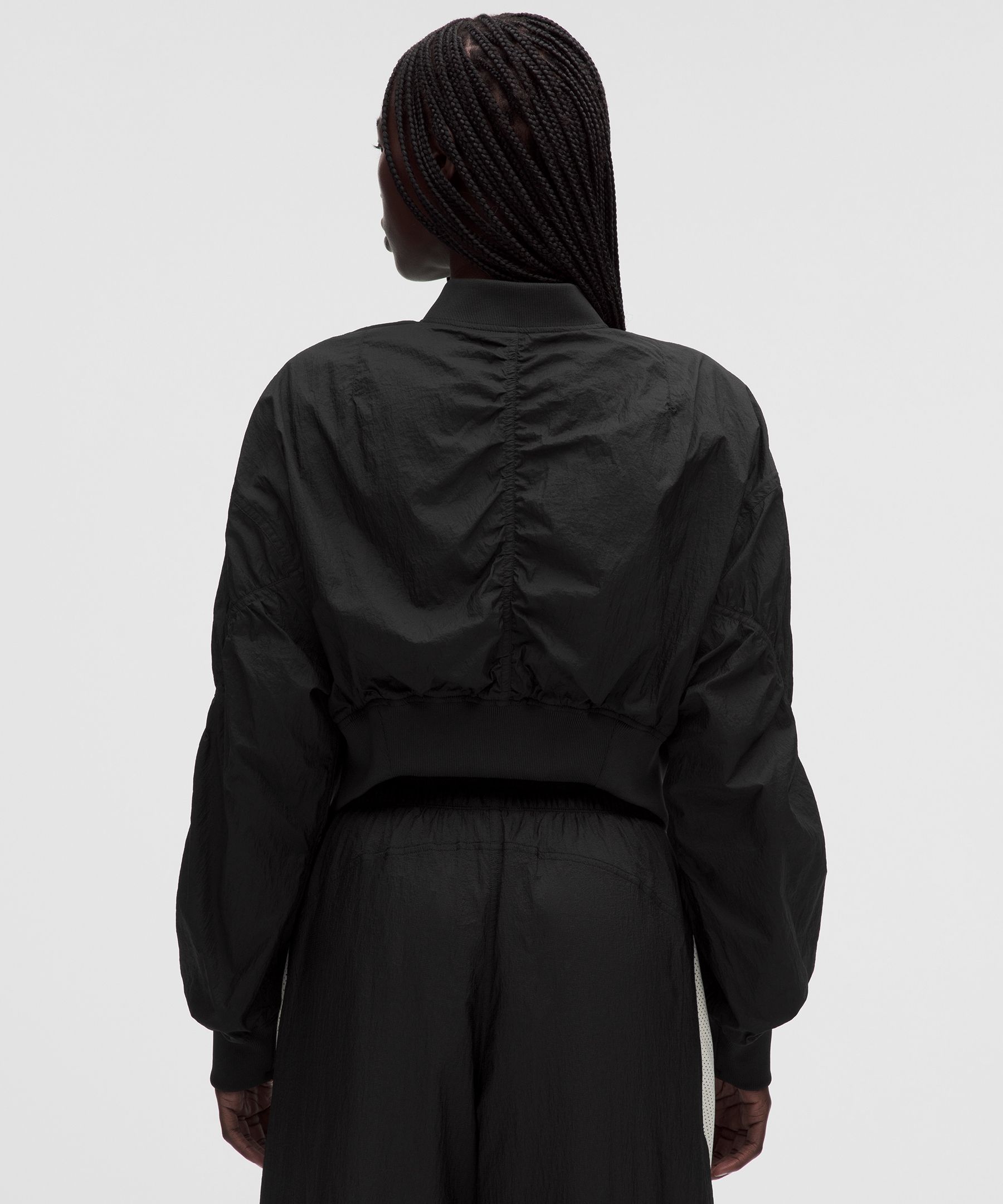 Curved-Hem Cropped Bomber