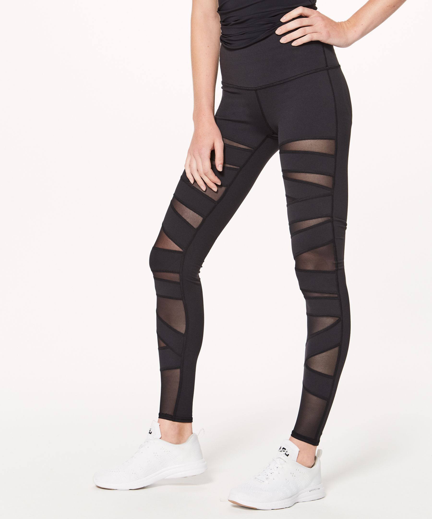 Lululemon // Black High Rise Wunder Under Tech Mesh Leggings Size