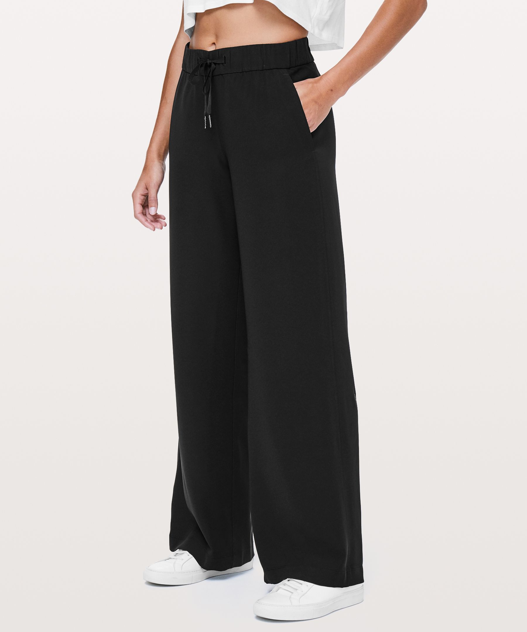 Lululemon on the fly 7/8 woven wide leg pants size 0 black - $72 New With  Tags - From Ava