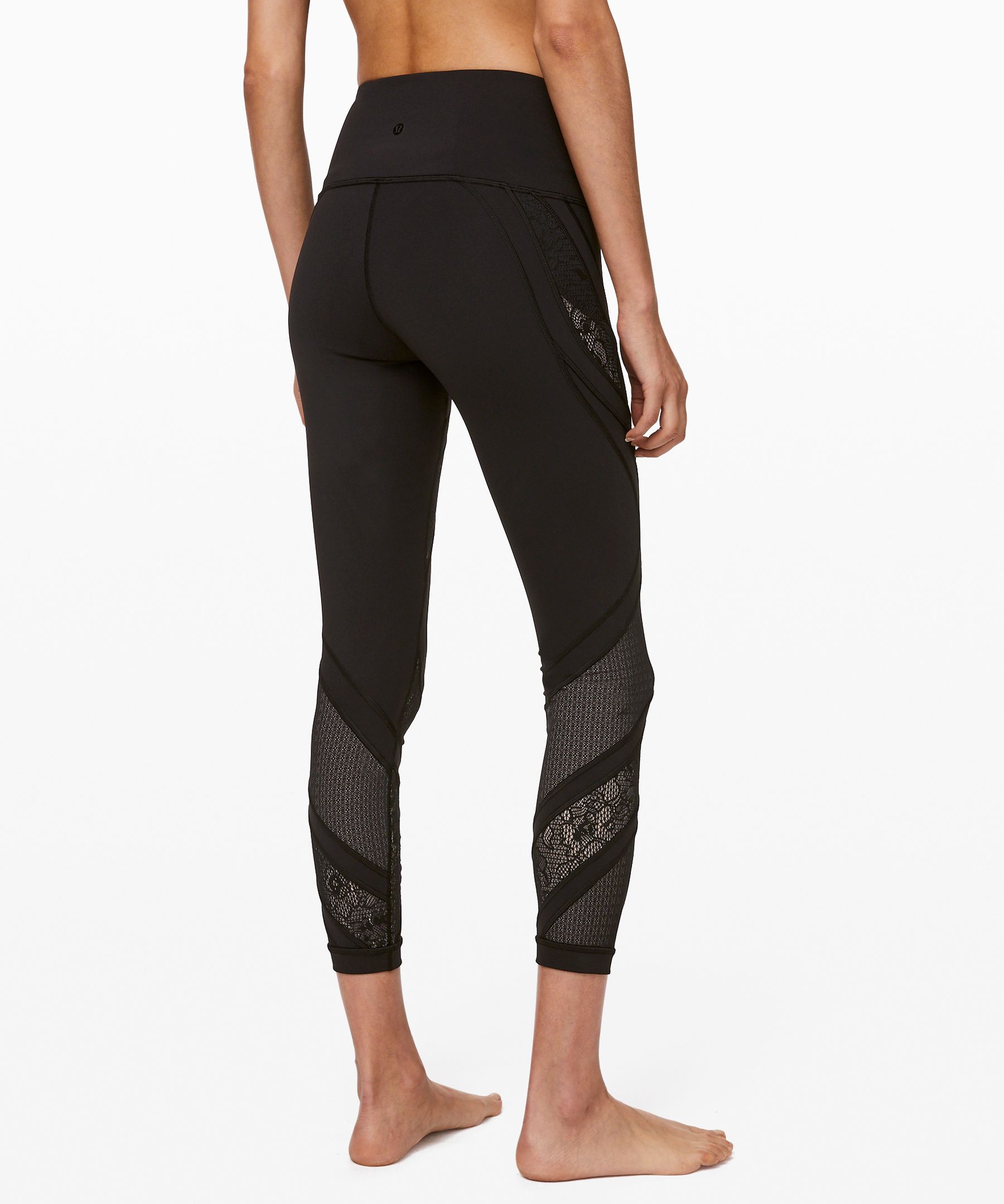 LULULEMON WOMENS WUNDER Under High-Rise Tight *Mesh Crop Black 2