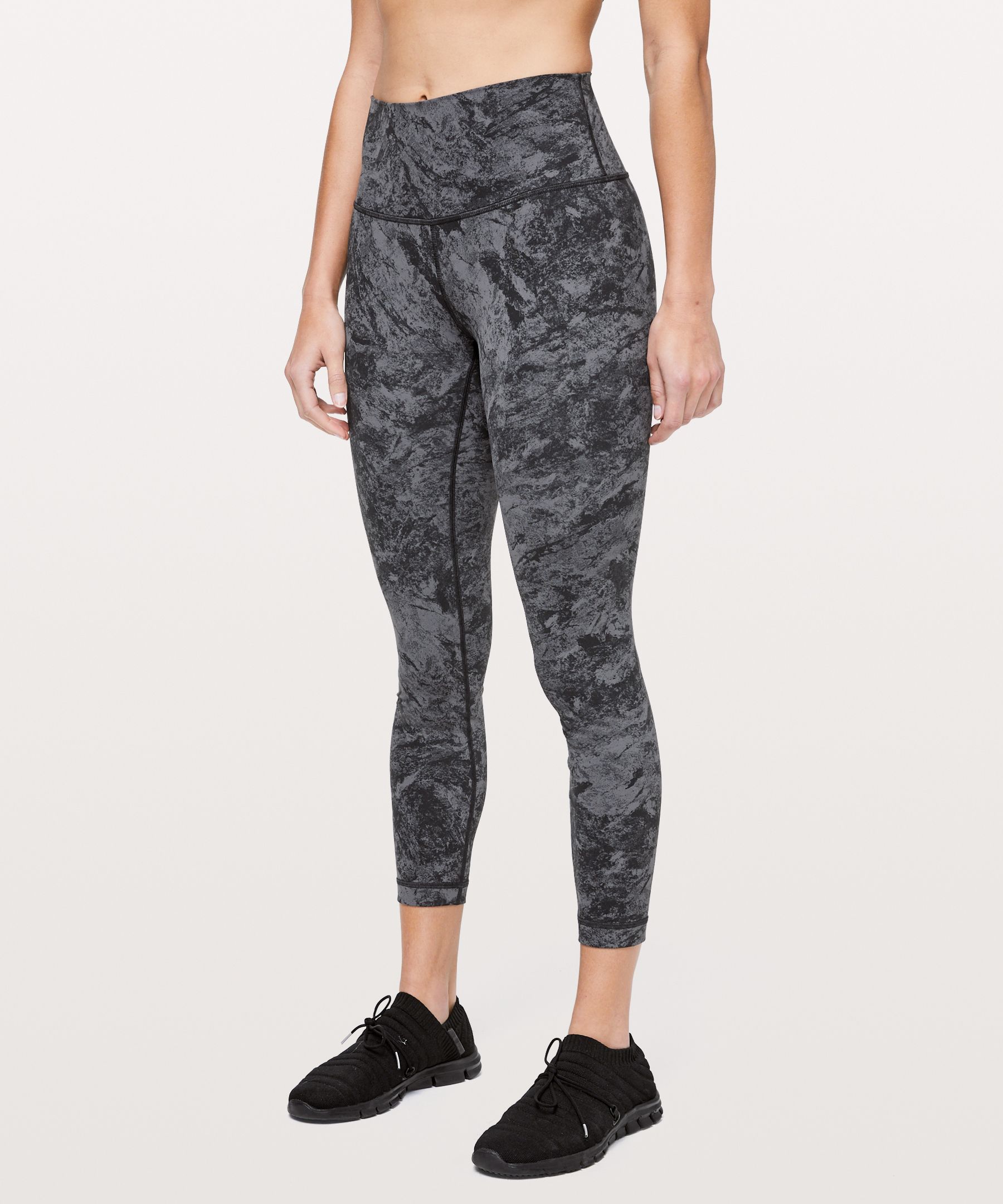 Lululemon Wunder Under High-rise Tight 25" *full-on Luxtreme In Washed Marble Titanium Deep Coal