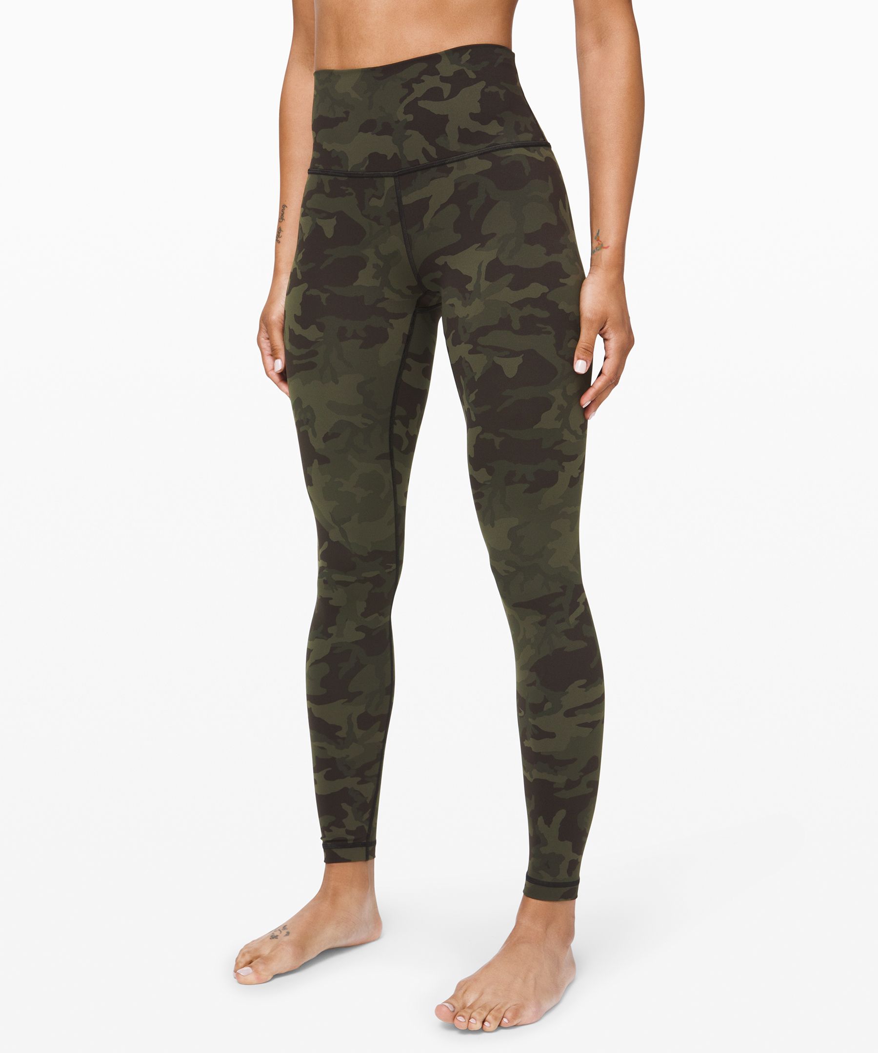 Lululemon Fast And Free Tight 28 *nulux In Incognito Camo Multi Gator  Green