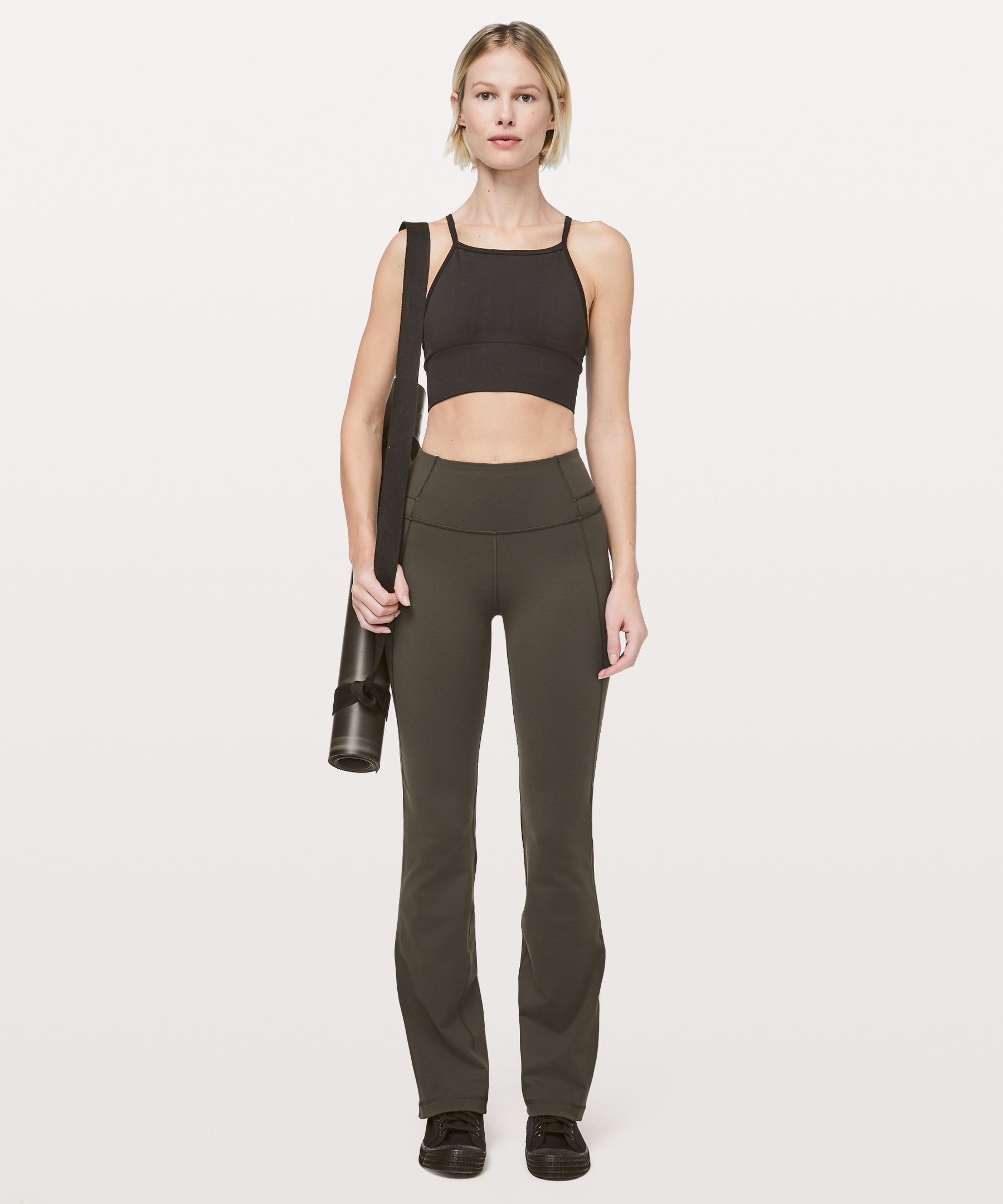 Pantalon de yoga semi-évasé à taille haute pour femme