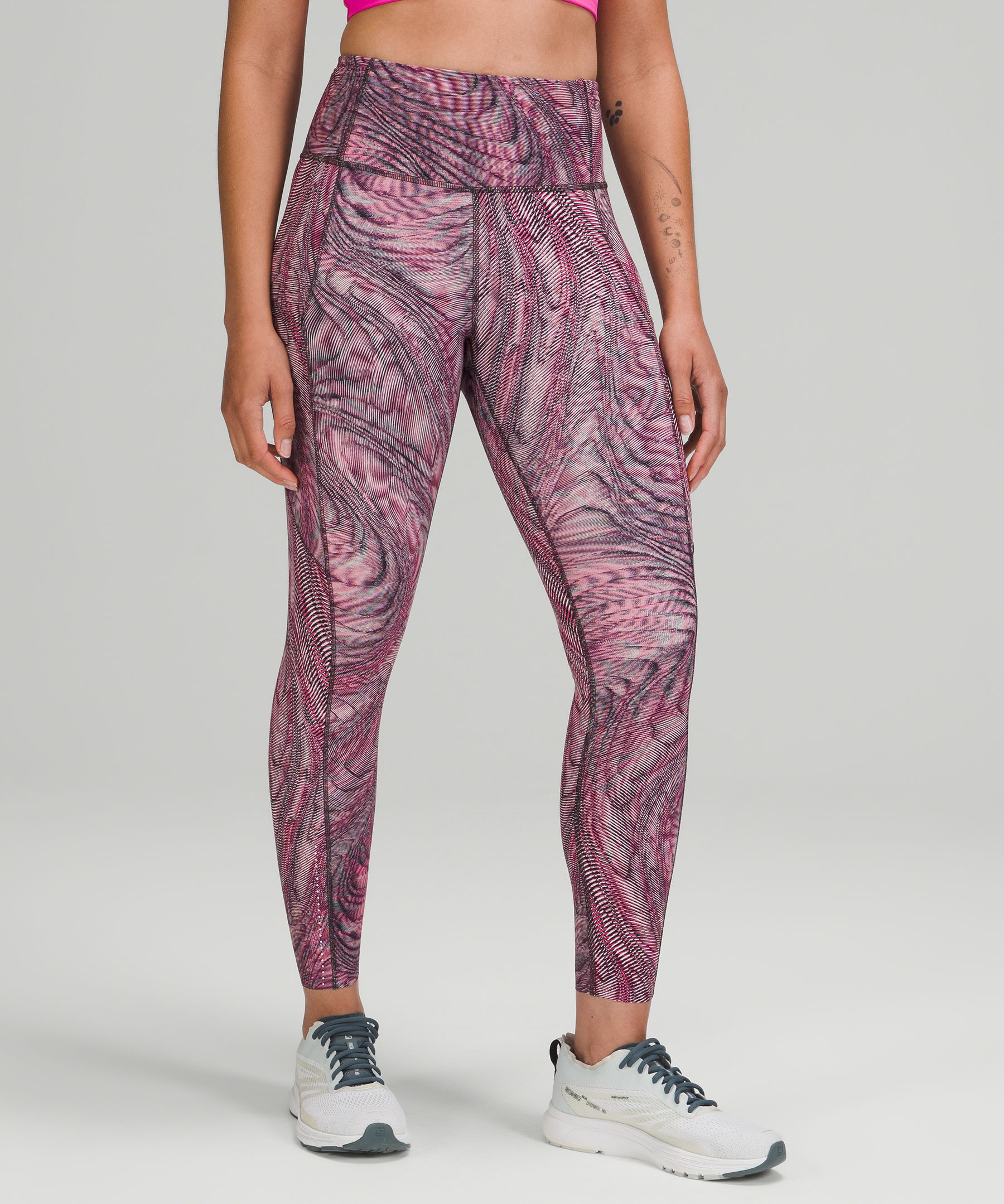 Lululemon Fast And Free High-rise Reflective Tights 25 Nulux In  Dimensional Sonic Pink