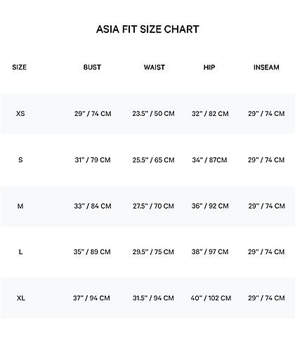 lululemon size chart canada