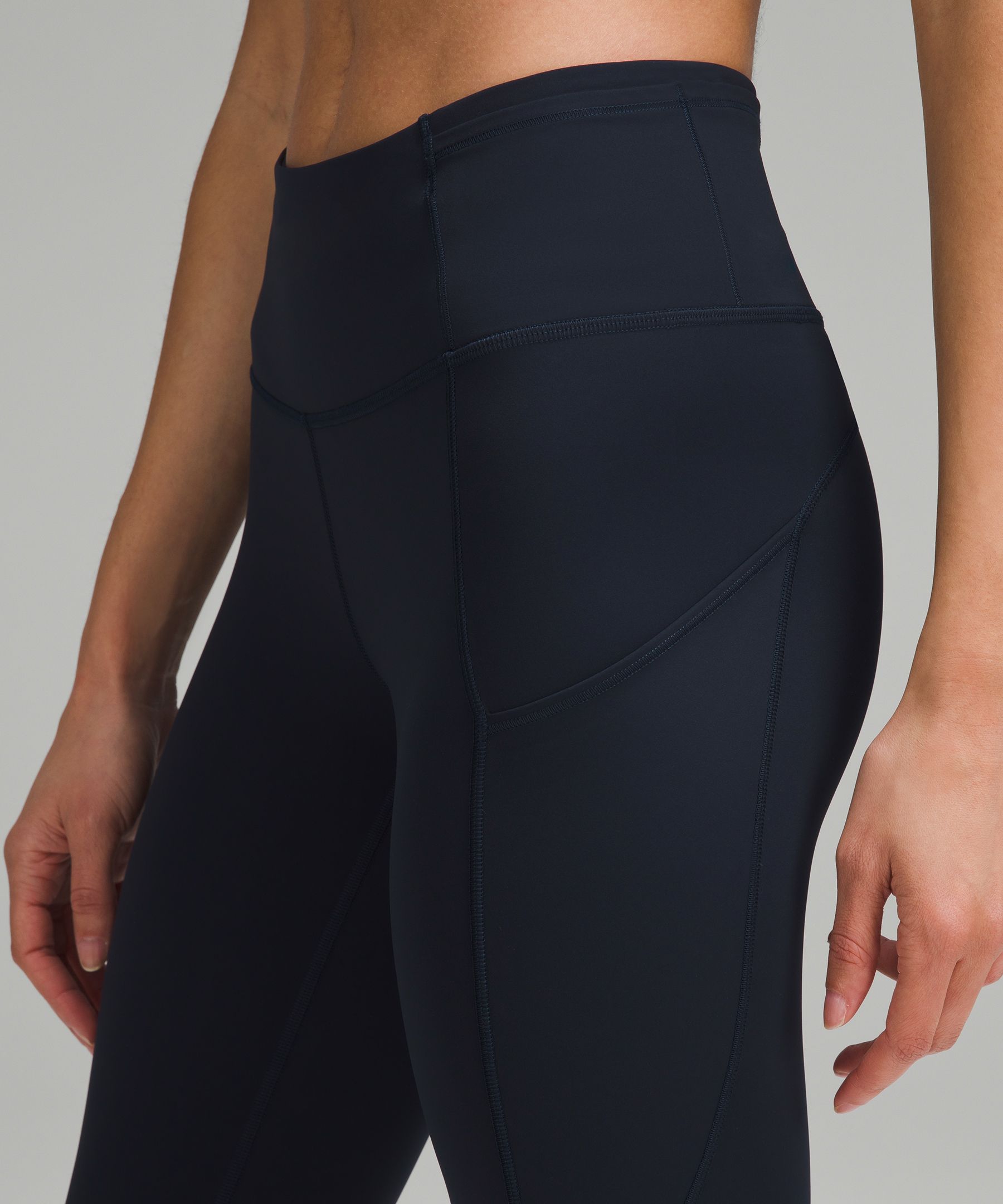 Lululemon Fast $ Free Tight Leggings Floral, Black, True Navy