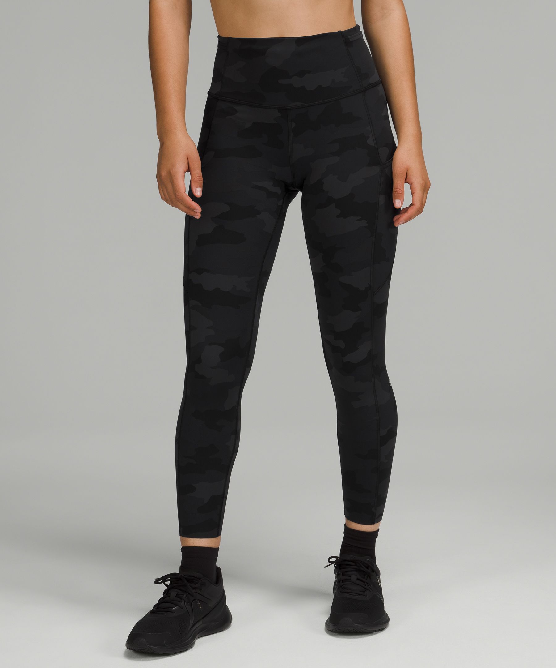 Lululemon Fast And Free High-rise Leggings 25" In Heritage 365 Camo Deep Coal