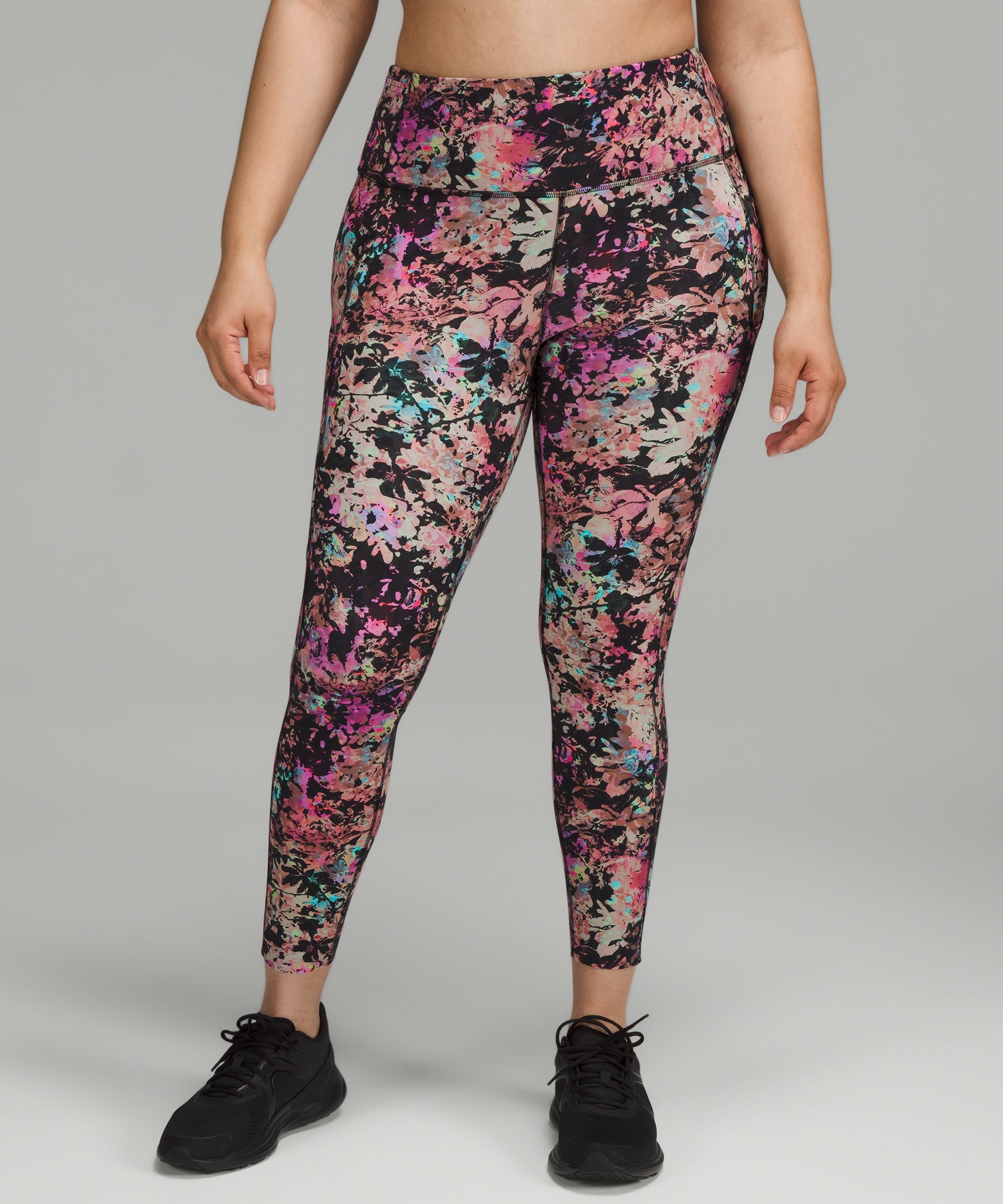 Lululemon Fast And Free High-rise Leggings 25" In Stencil Blossom Red