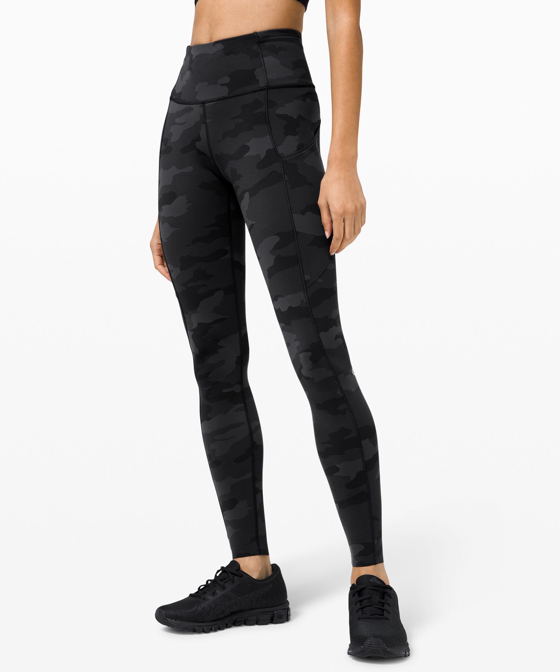 Lululemon Fast And Free High-rise Tights 28" In Heritage 365 Camo Deep Coal