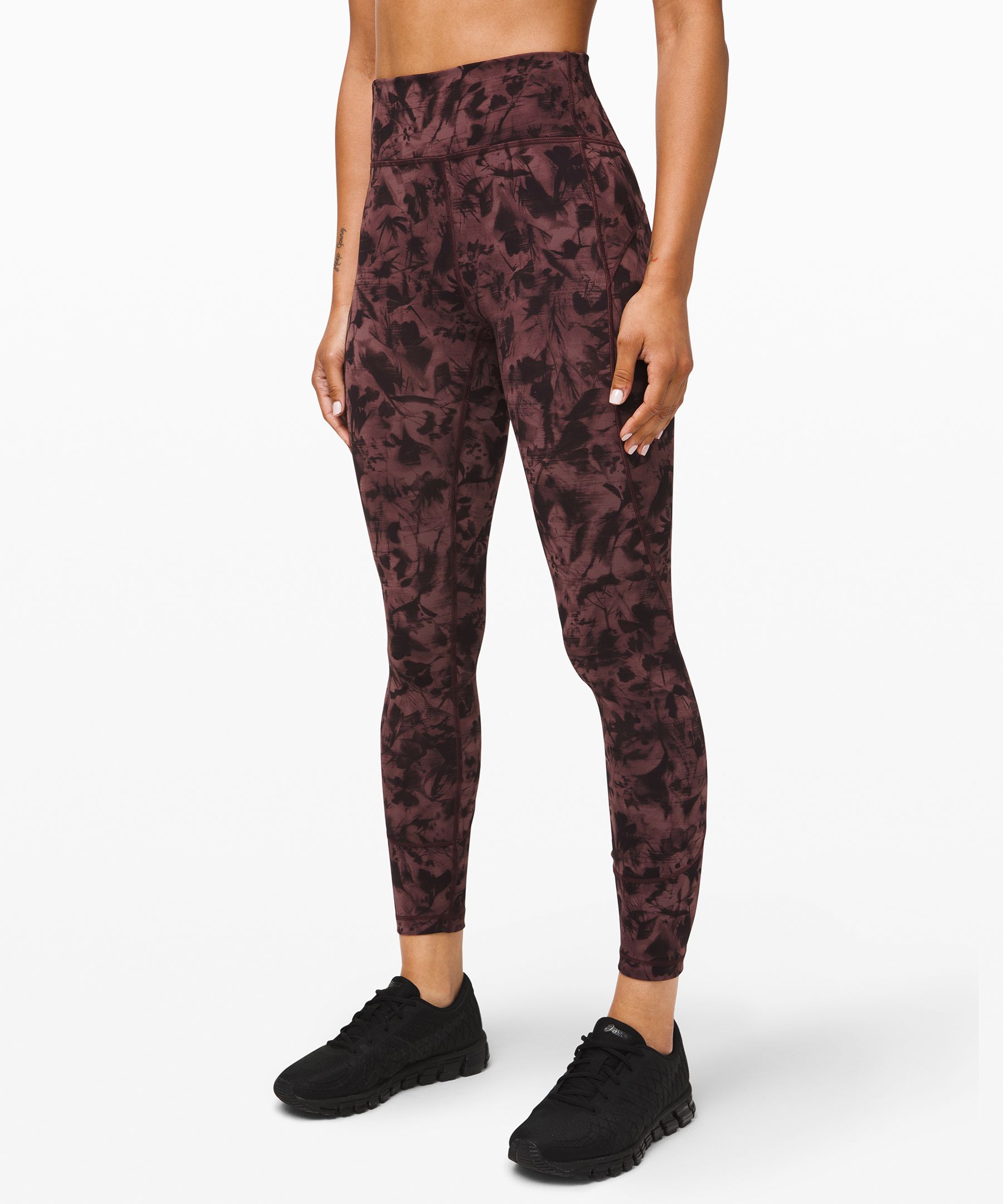 Lululemon In Movement Tight 25 *everlux In Mini Dusk Floral Antique Bark  Black