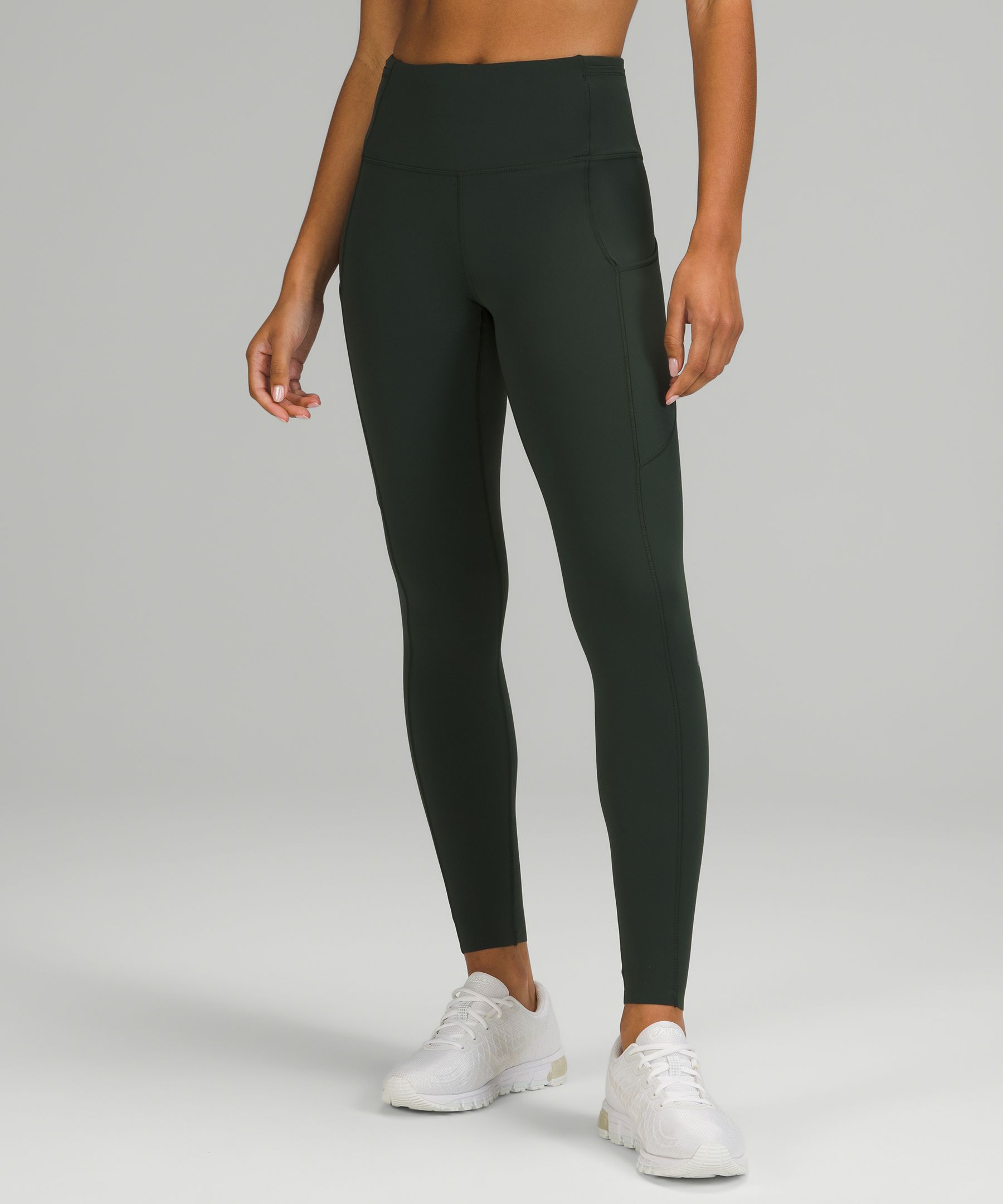 Lululemon Fast And Free Brushed Fabric High-rise Tights 28" In Rainforest Green