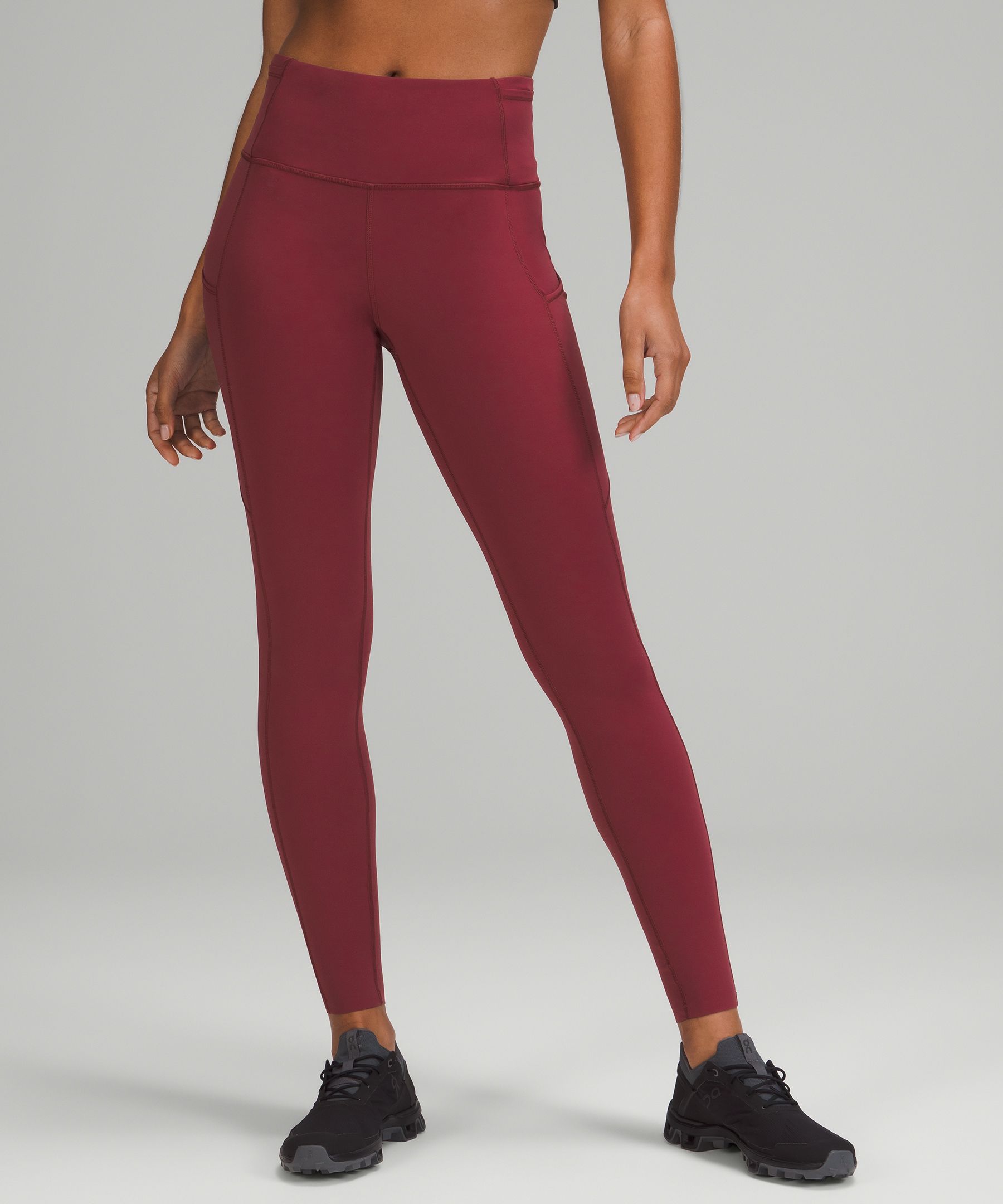 Lululemon Fast And Free Brushed Fabric High-rise Leggings 28" In Mulled Wine