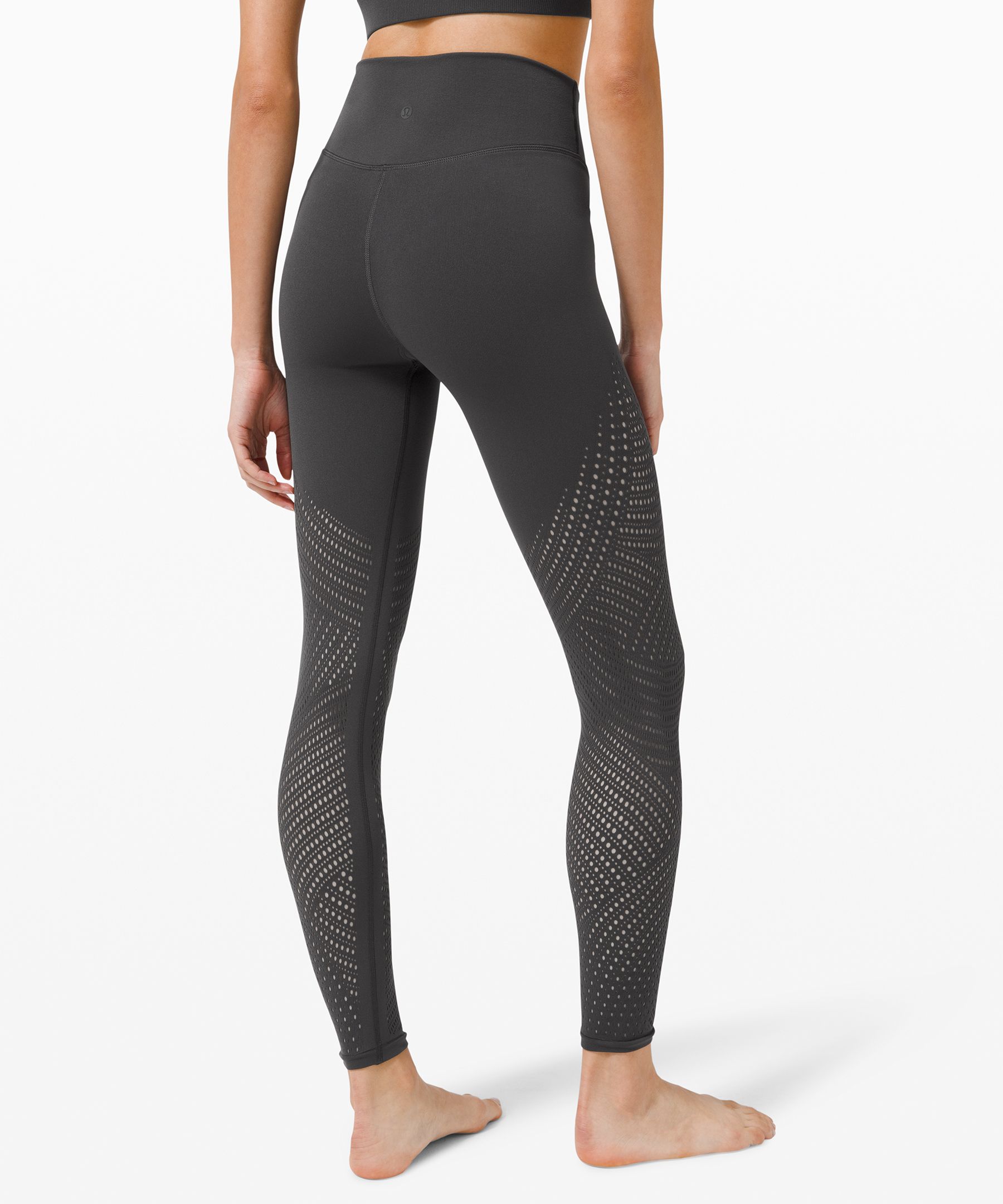 NEW LULULEMON Reveal Tight 25 Digi Rain Mesh 8 Graphite Grey