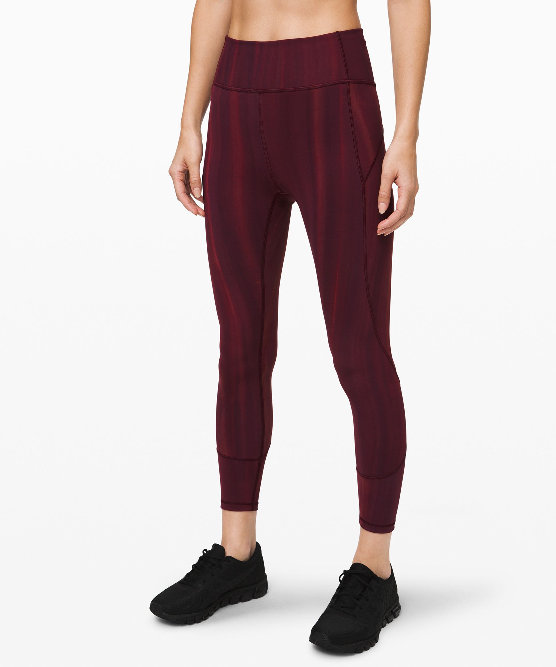 Lululemon In Movement Tight 25" *everlux In Linear Spray Dye White Garnet