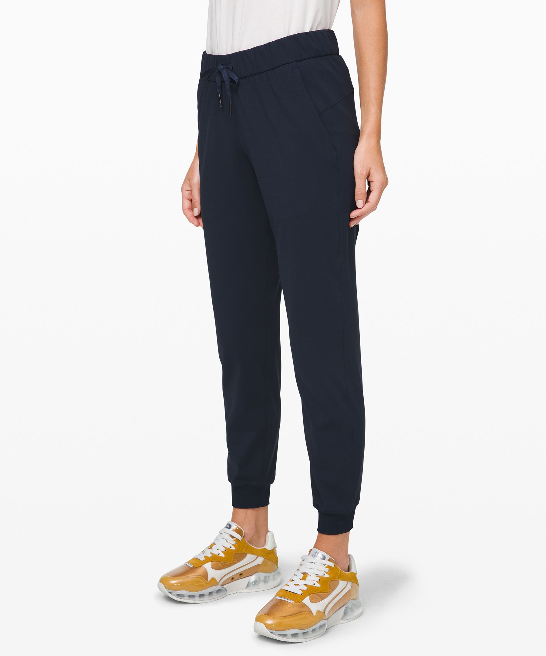 Lululemon On The Fly Mid-rise Joggers Travelwoven In Navy