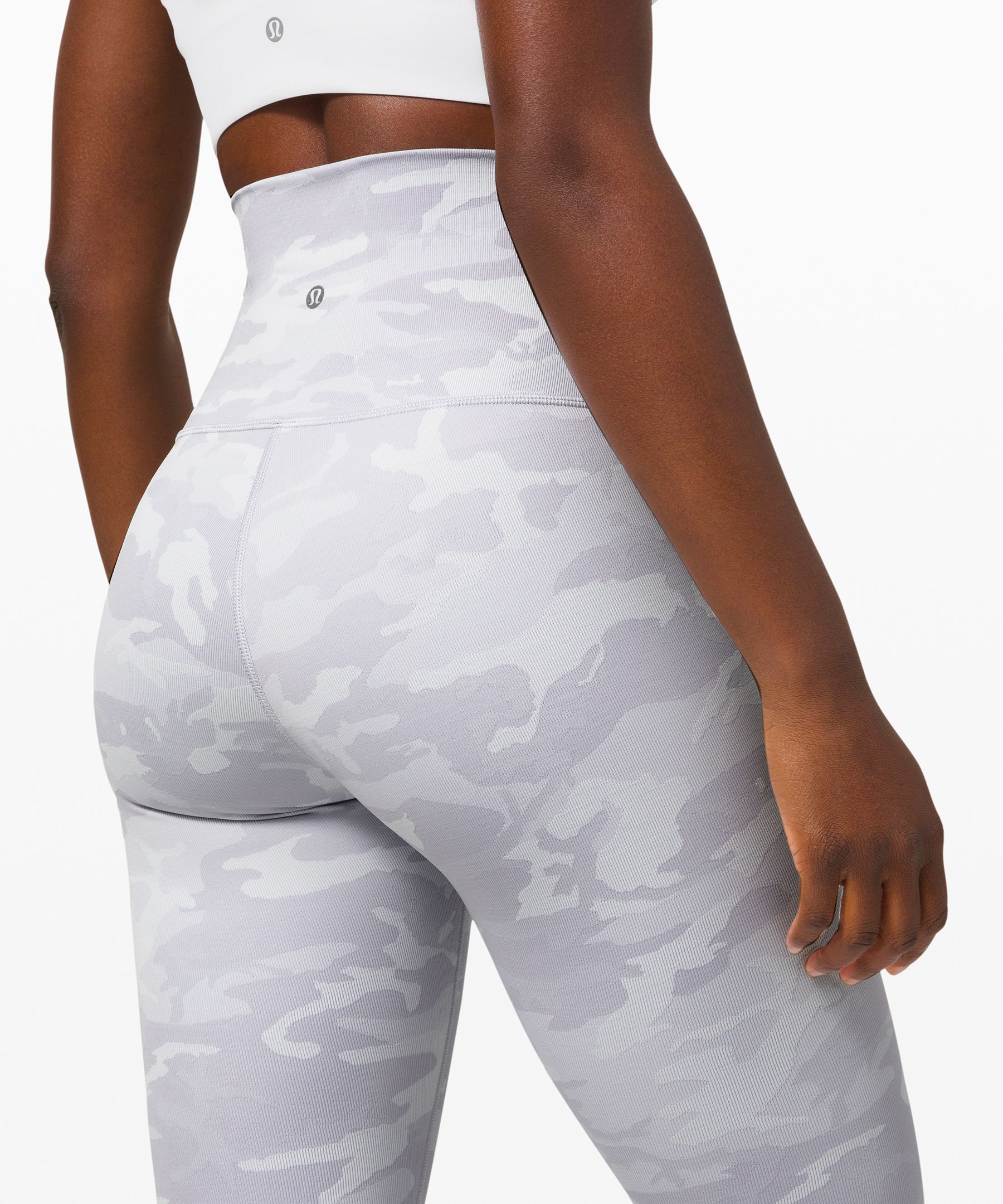 LULULEMON 2 Wunder Under Short 10 *Ribbed Incognito Camo Jacquard Alpine  White