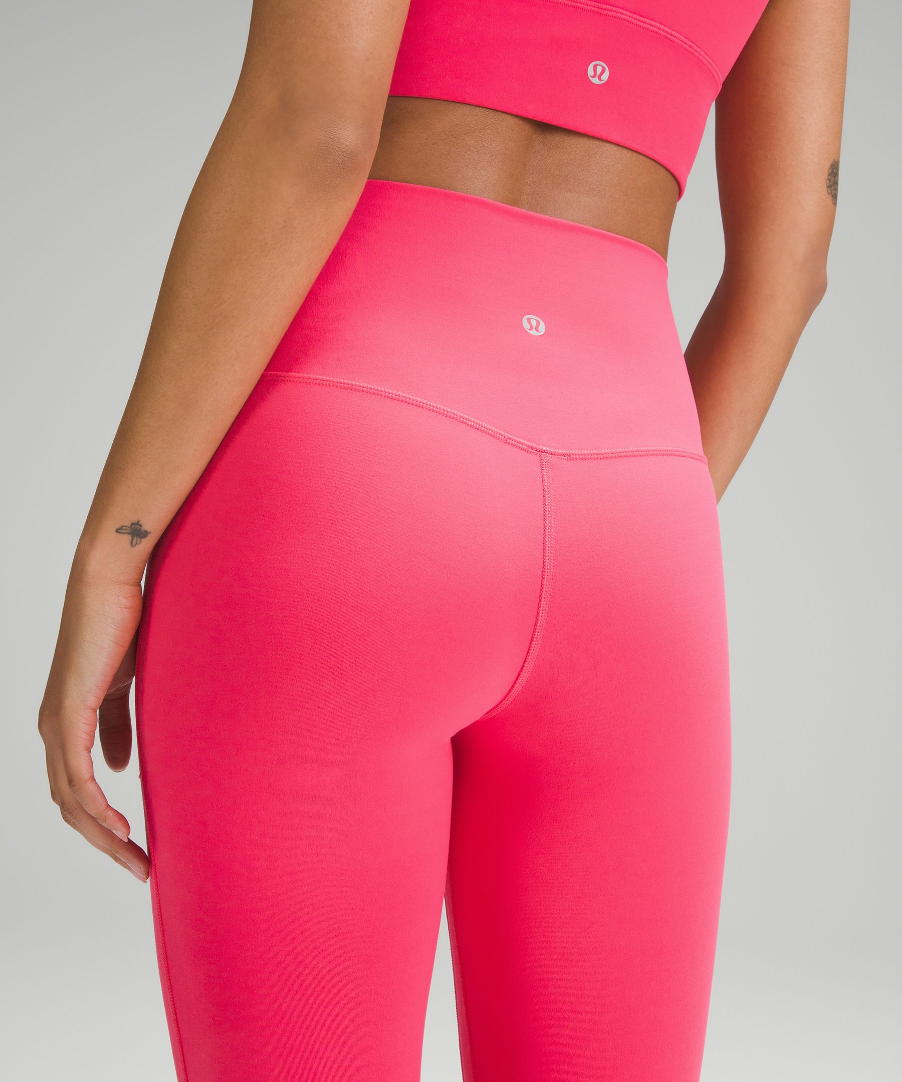 Pink high sale rise leggings lululemon