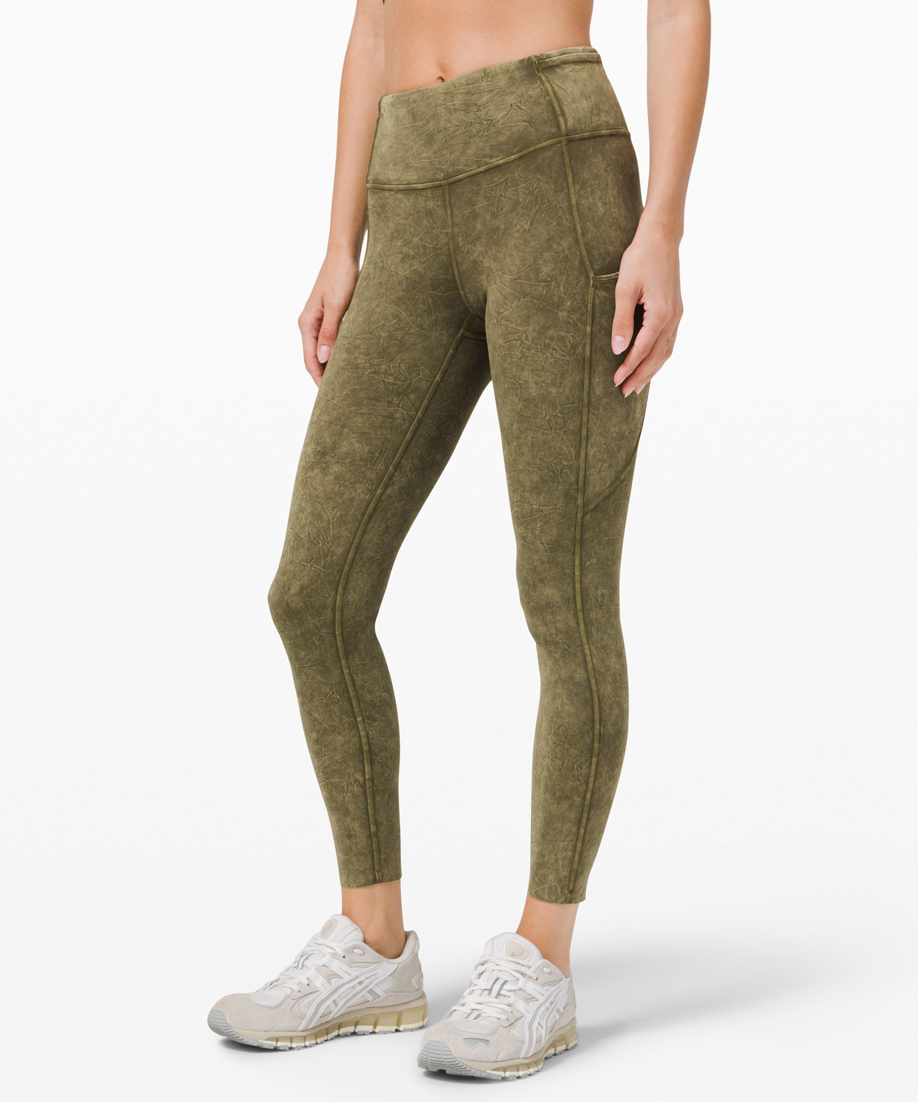 Lululemon Fast And Free High-rise Tights 25 Ice Dye In Ice Wash Spiced  Bronze