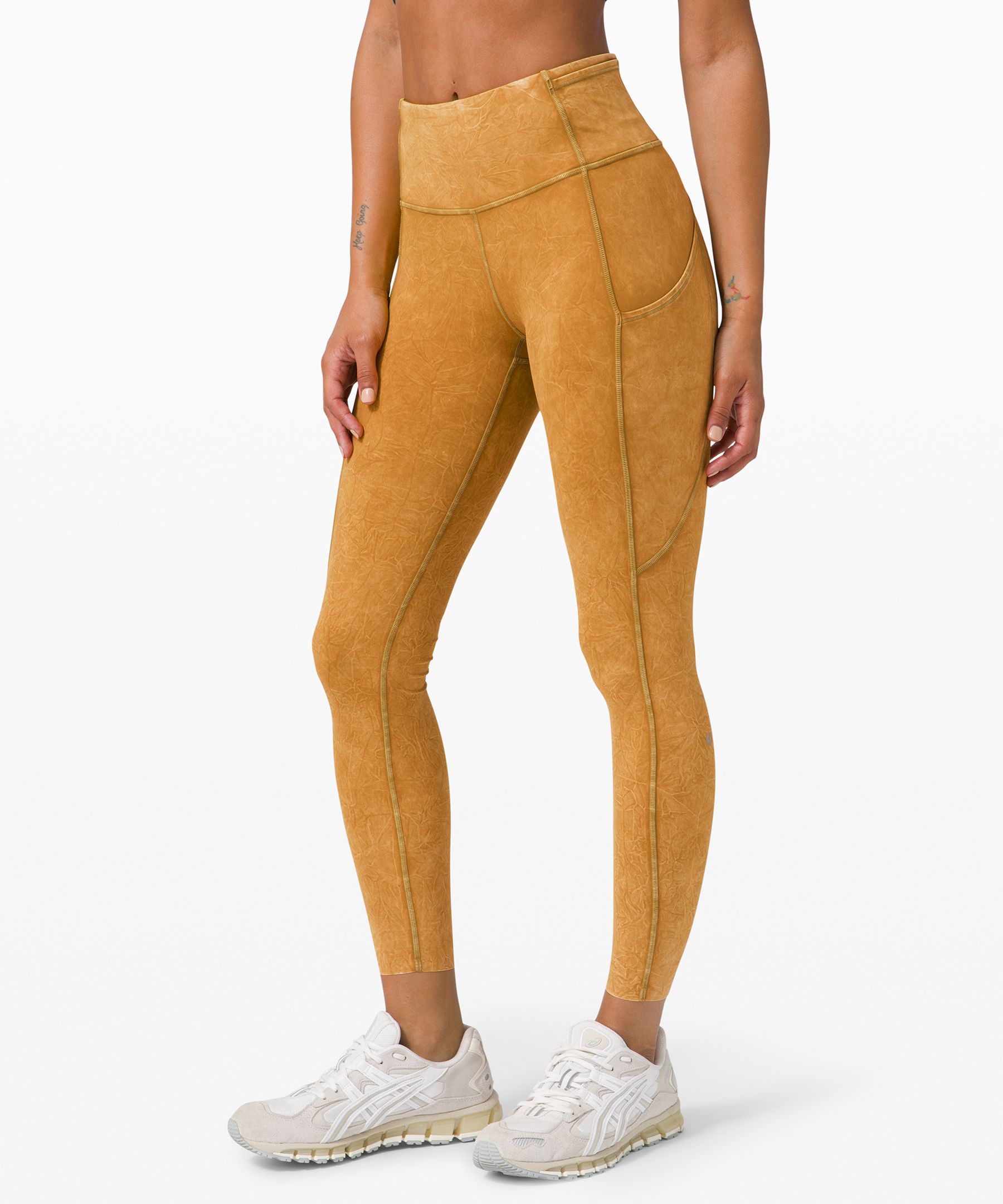Lululemon Fast And Free High-rise Tights 25 Ice Dye In Ice Wash Spiced  Bronze