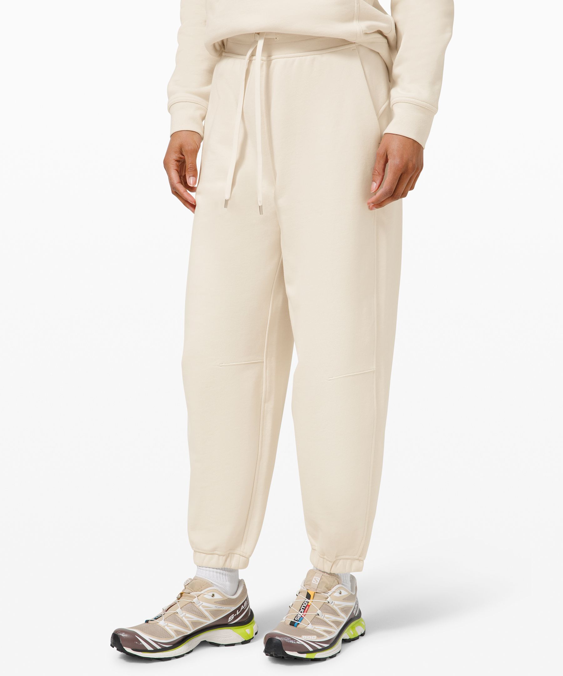 Lululemon Relaxed Fit Super-high Rise French Terry Full Length Jogger In  White