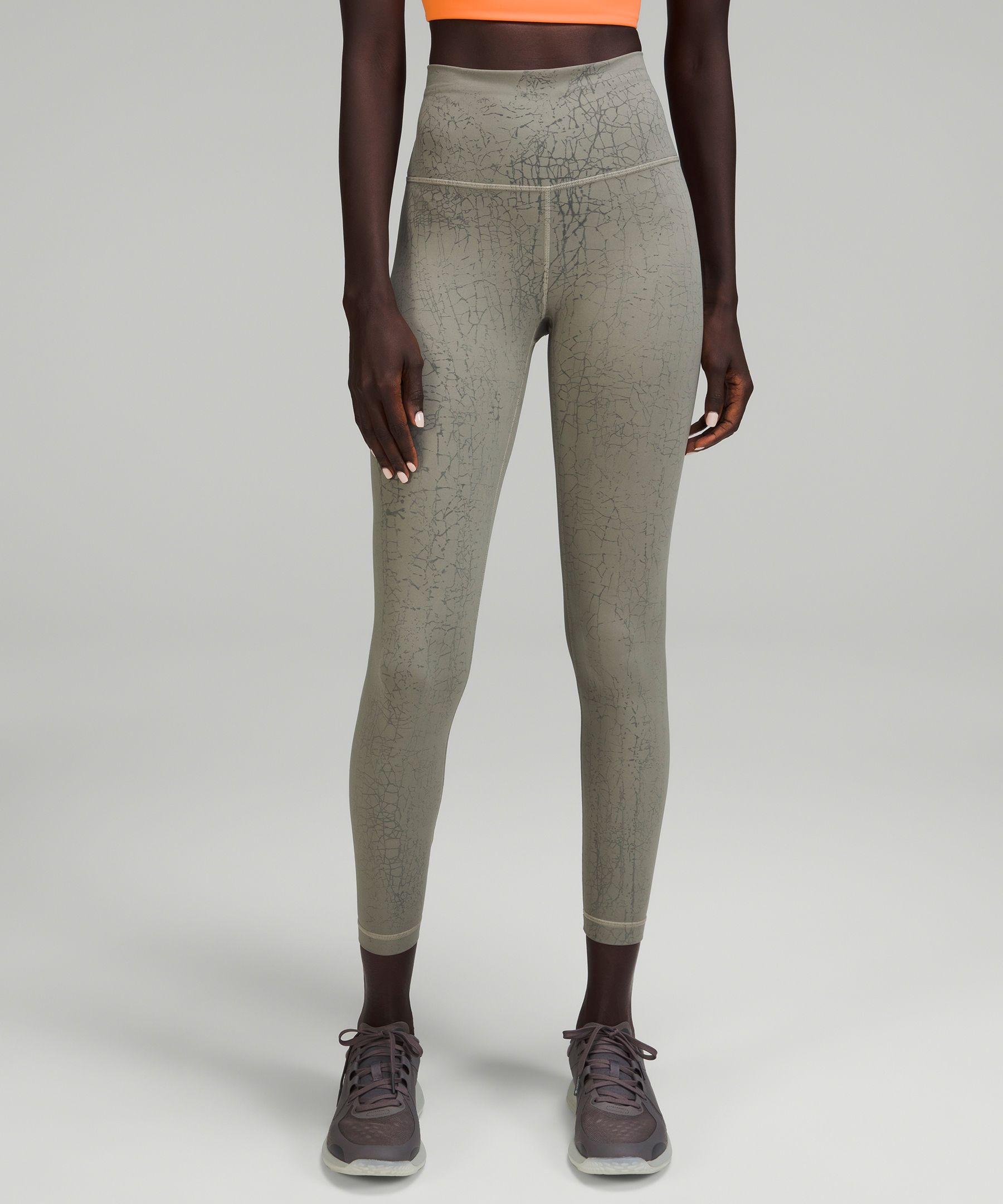 Lululemon Wunder Train Marble-print High-rise 25 Leggings In Grey