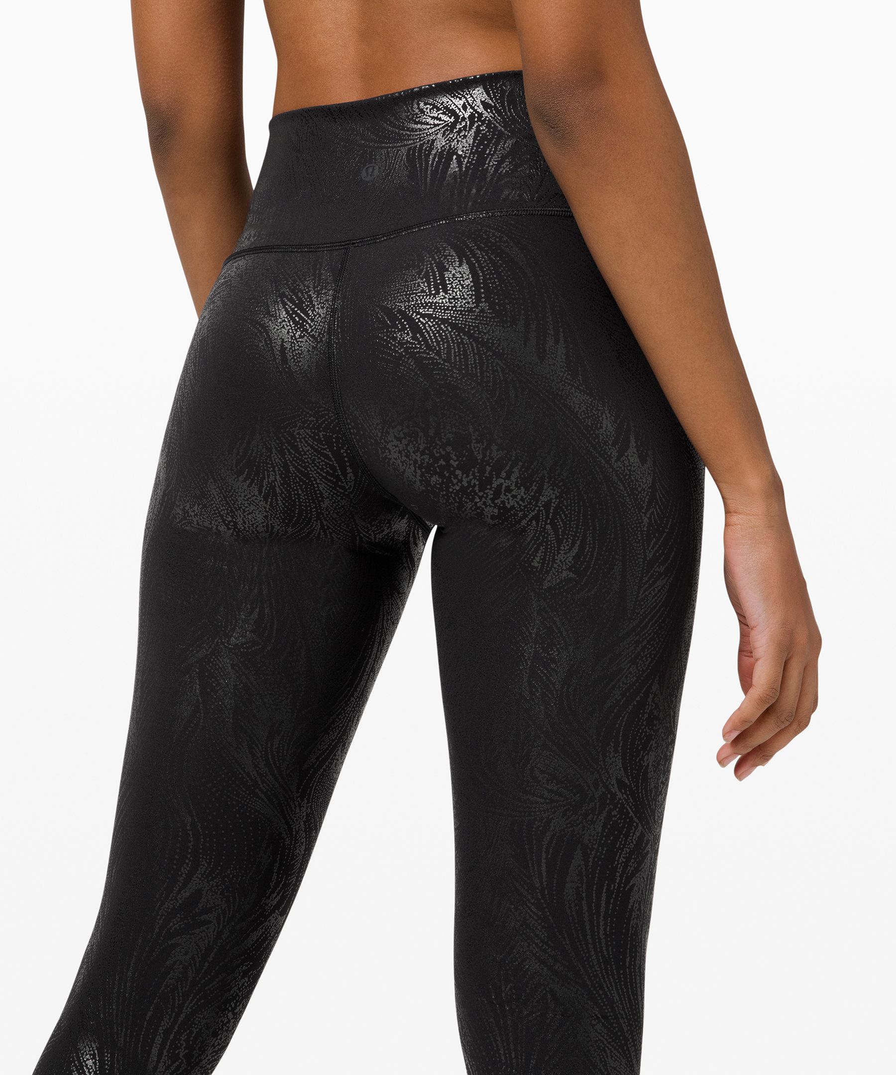 Fabletics black high waisted foil leggings shiny