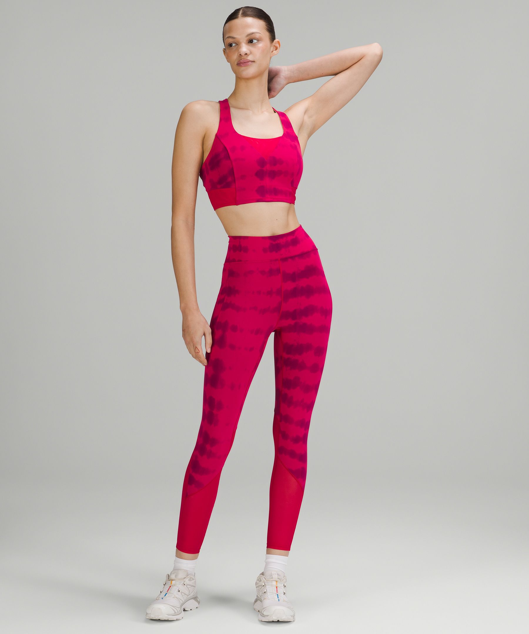 Red Lululemon leggings With Mesh sides