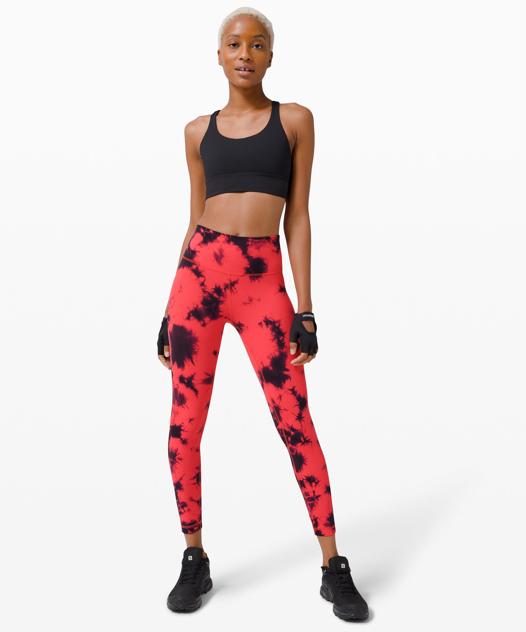 Lululemon Wunder Train High-Rise Tight 25 - Denim Wash Print Autumn Red  Black - lulu fanatics