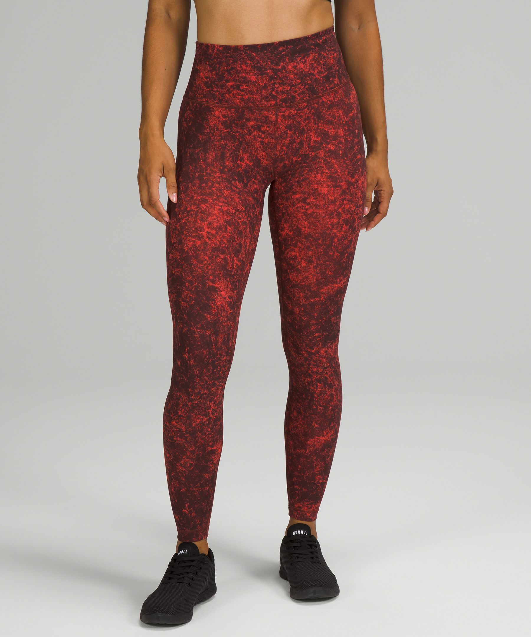 Lululemon Wunder Train High-rise Leggings 28 In Denim Wash Print Autumn  Red Black