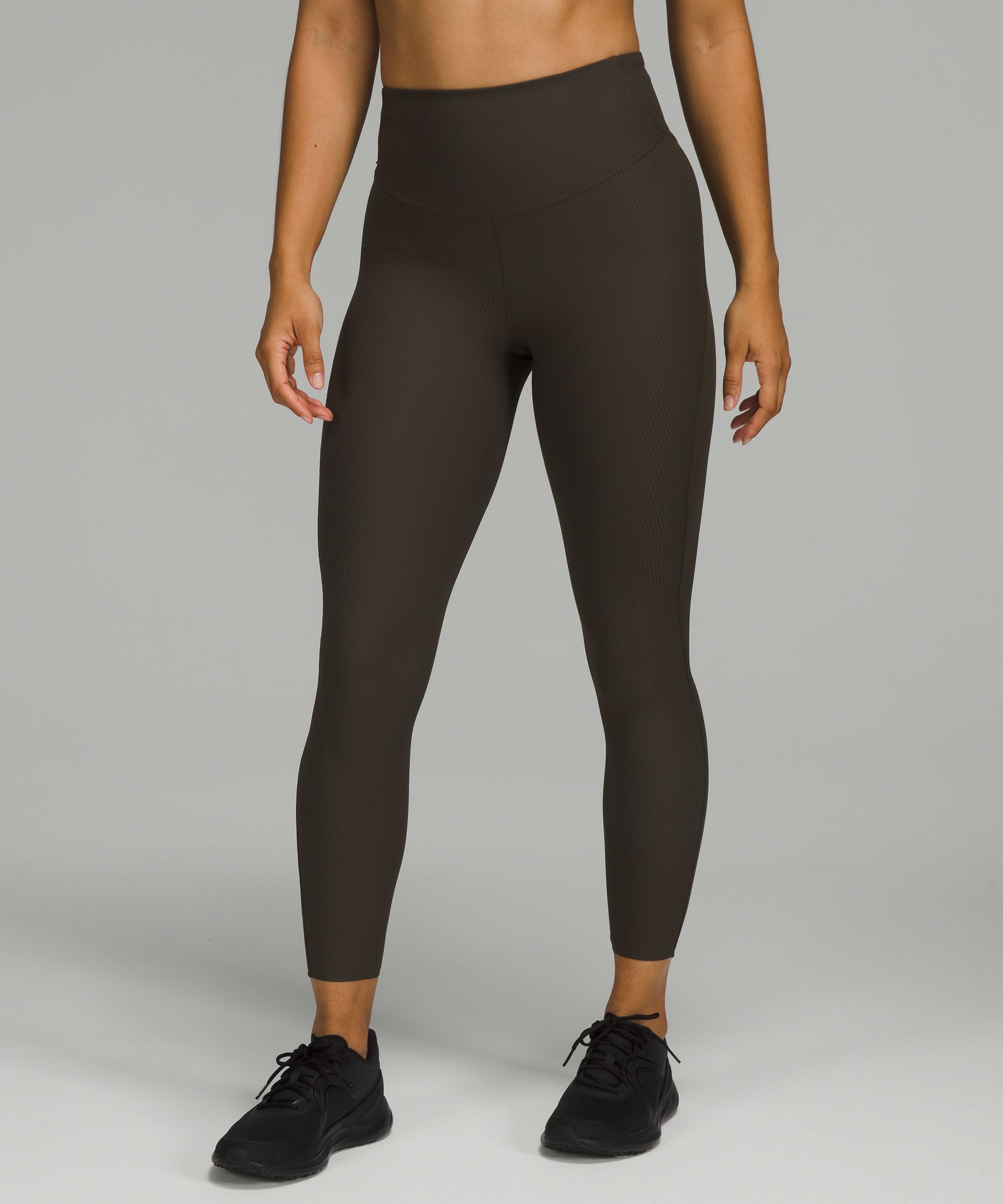 Base Pace High-Rise Ribbed Tight 25, Dark Olive