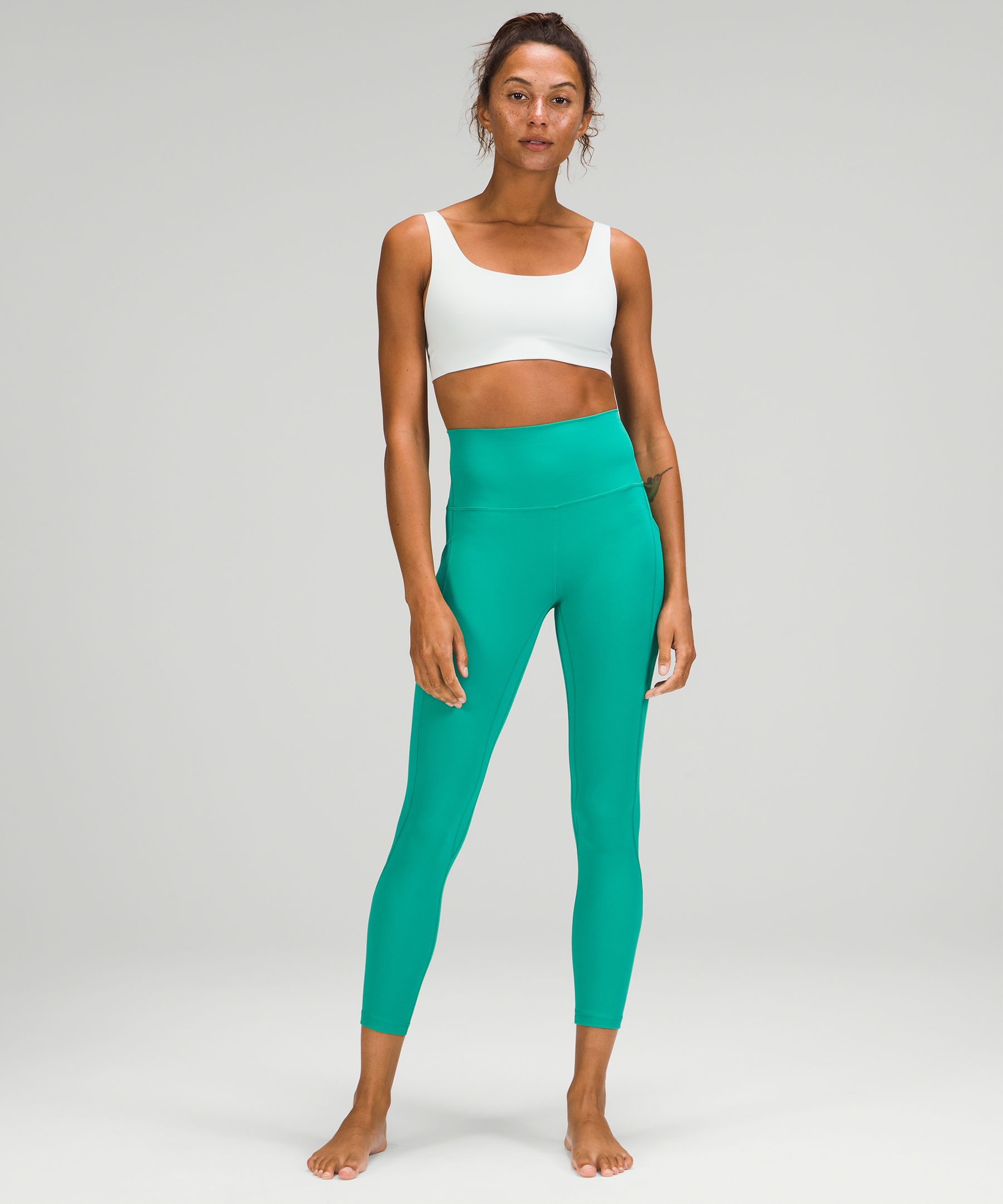 Ribbed Modal Silk Twist Back Long Sleeve (2), Align Leggings w/pockets  Maldives Green 💚Obsessed : r/lululemon