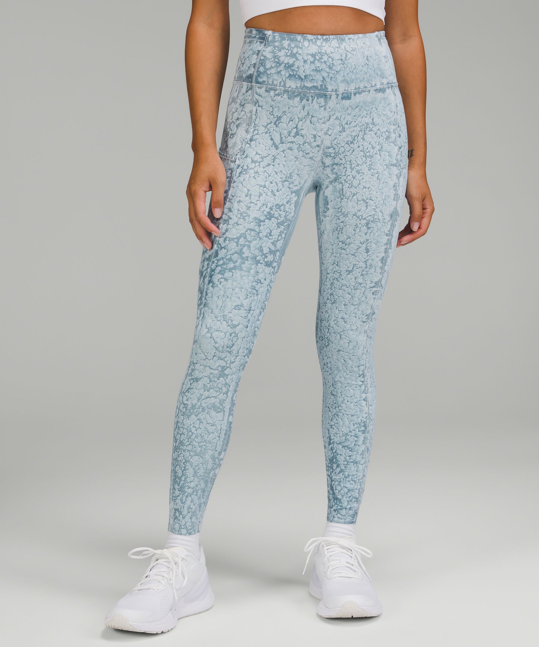 Lululemon Fast and Free Tight 25 *Nulux City Grit White Blue Fog