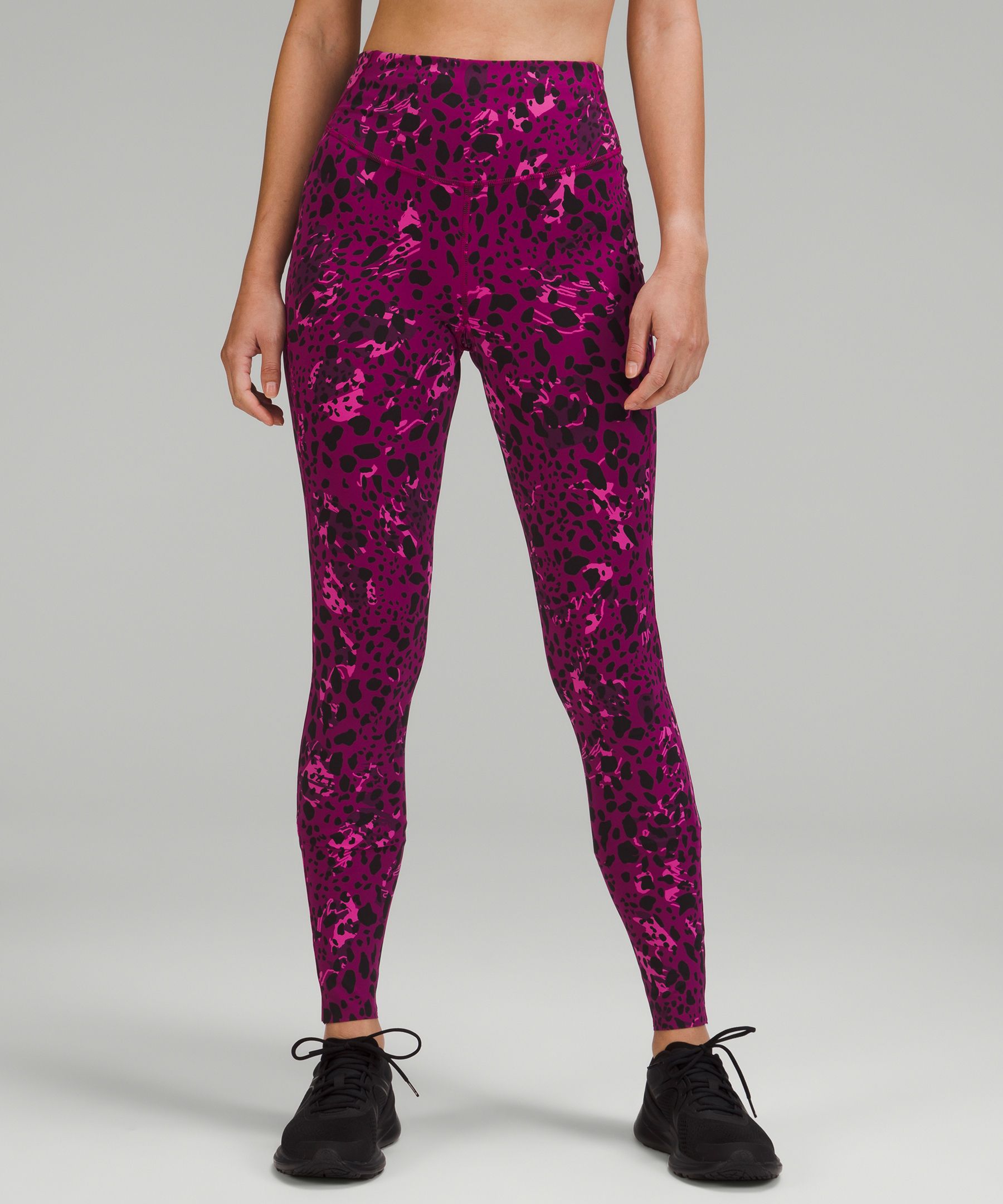 Lululemon Base Pace High-rise Running Tights 31 In Cheetah Camo Magenta  Purple Multi