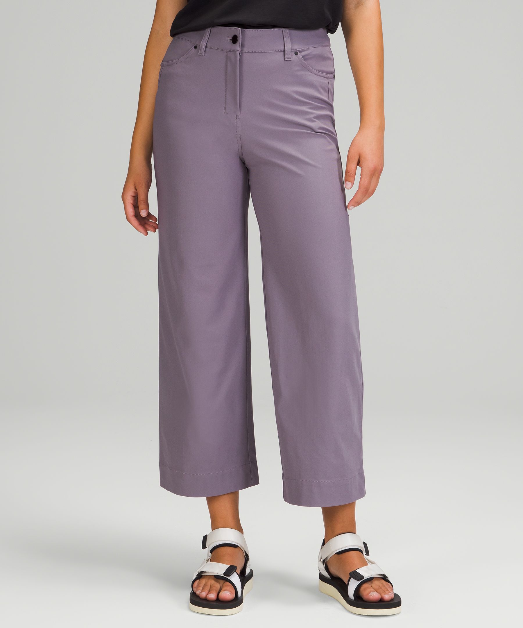 Lululemon City Sleek 5 Pocket Wide-leg High Rise 7/8 Length Pants In Dusky Lavender