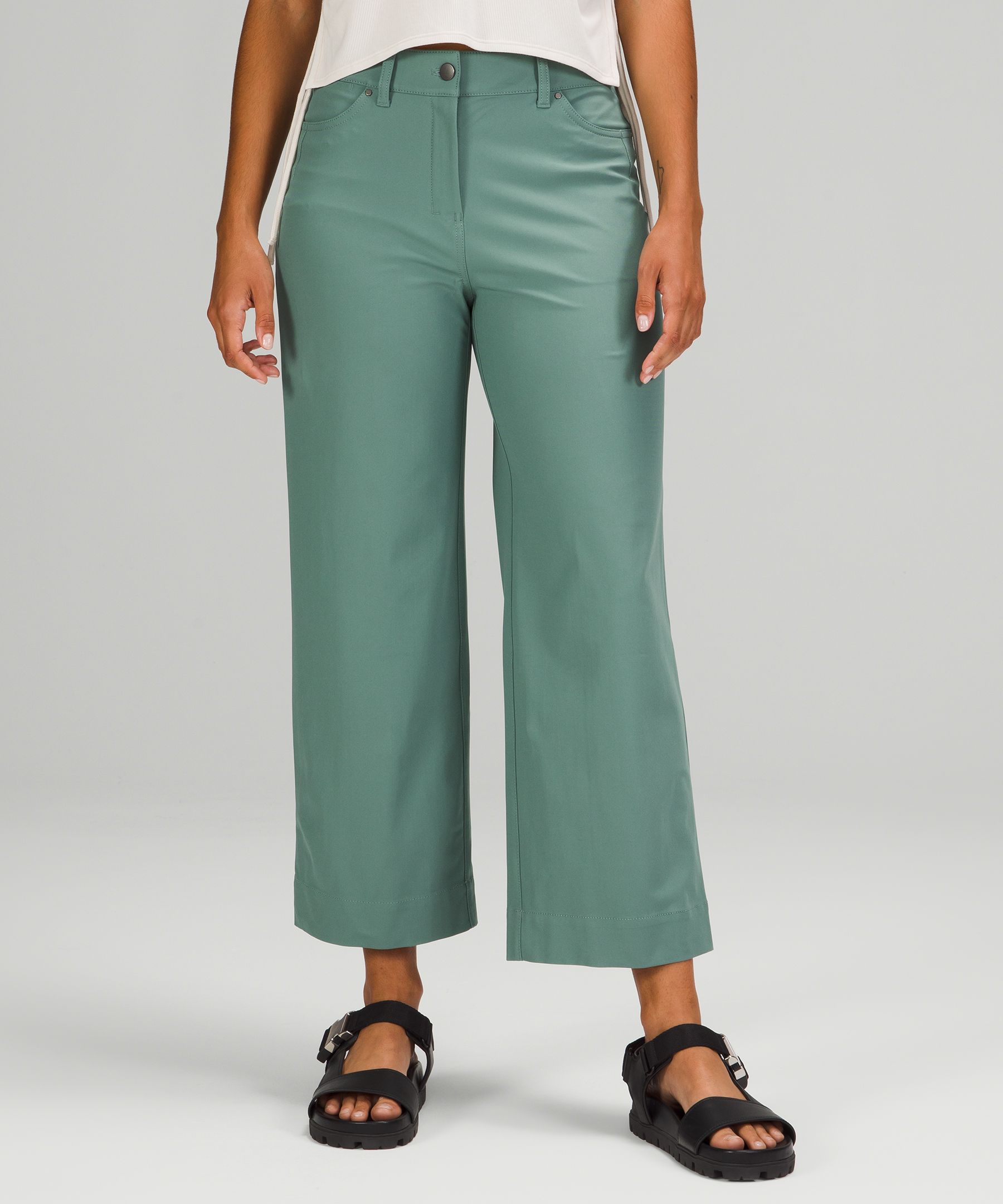 Lululemon City Sleek 5 Pocket Wide-leg High Rise 7/8 Length Pants In Tidewater Teal